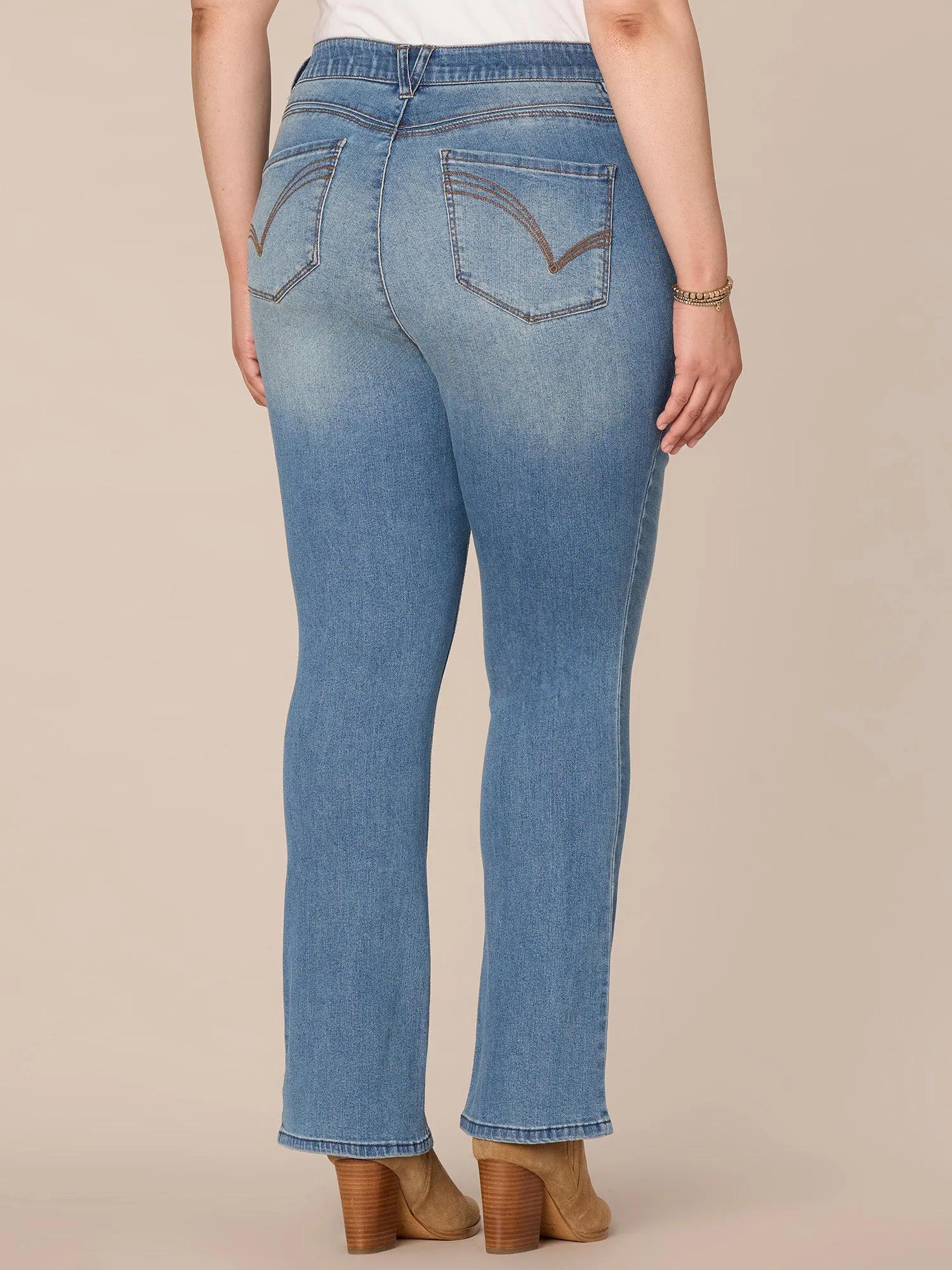 "Ab"solution High Rise Cascading D Itty Bitty Boot Plus Size Jeans