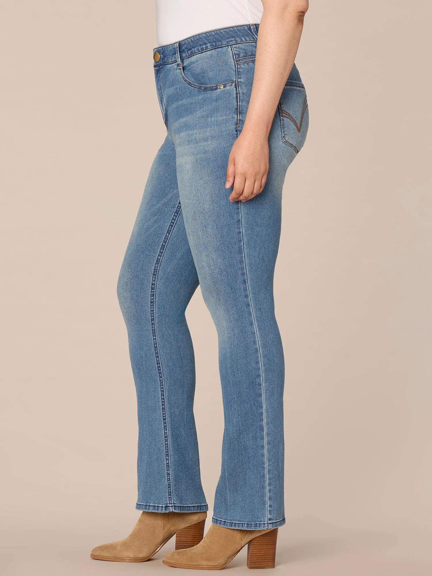 "Ab"solution High Rise Cascading D Itty Bitty Boot Plus Size Jeans