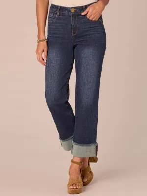 "Ab"solution High Rise Cascading "D" Boyfriend Jeans with Fray Cuff