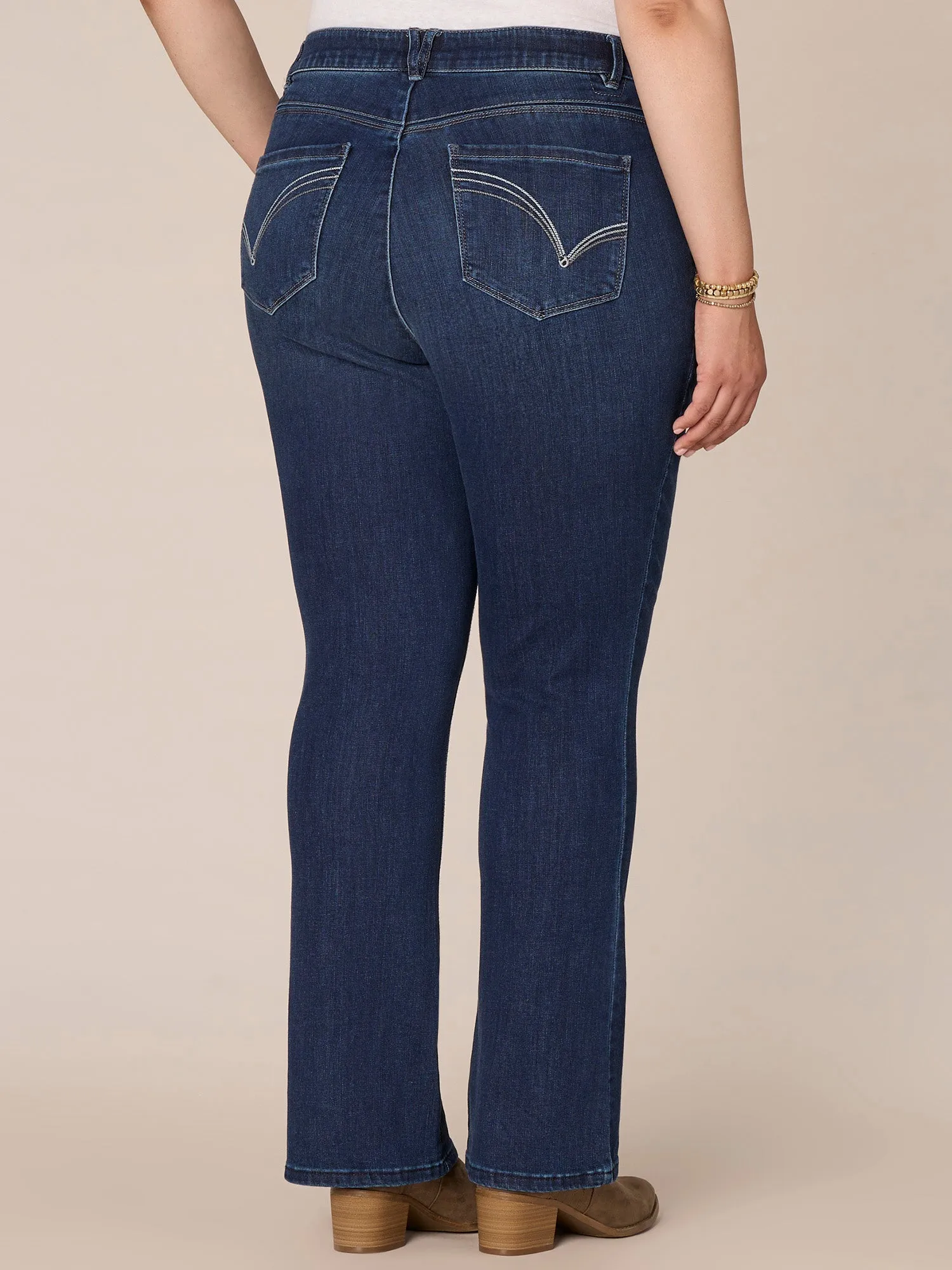 "Ab"solution High Rise Cascading "D" Itty Bitty Boot Plus Size Jeans