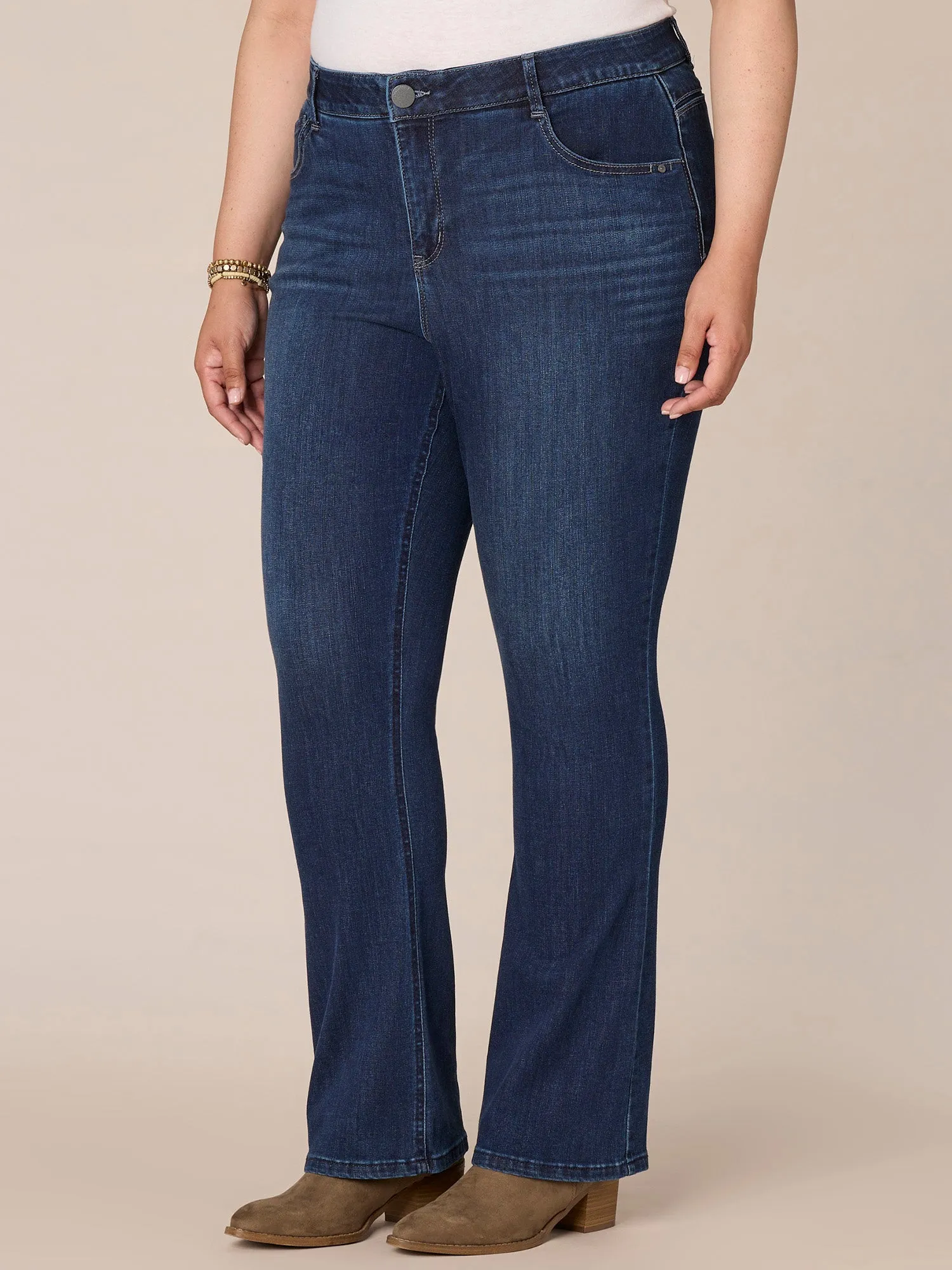 "Ab"solution High Rise Cascading "D" Itty Bitty Boot Plus Size Jeans