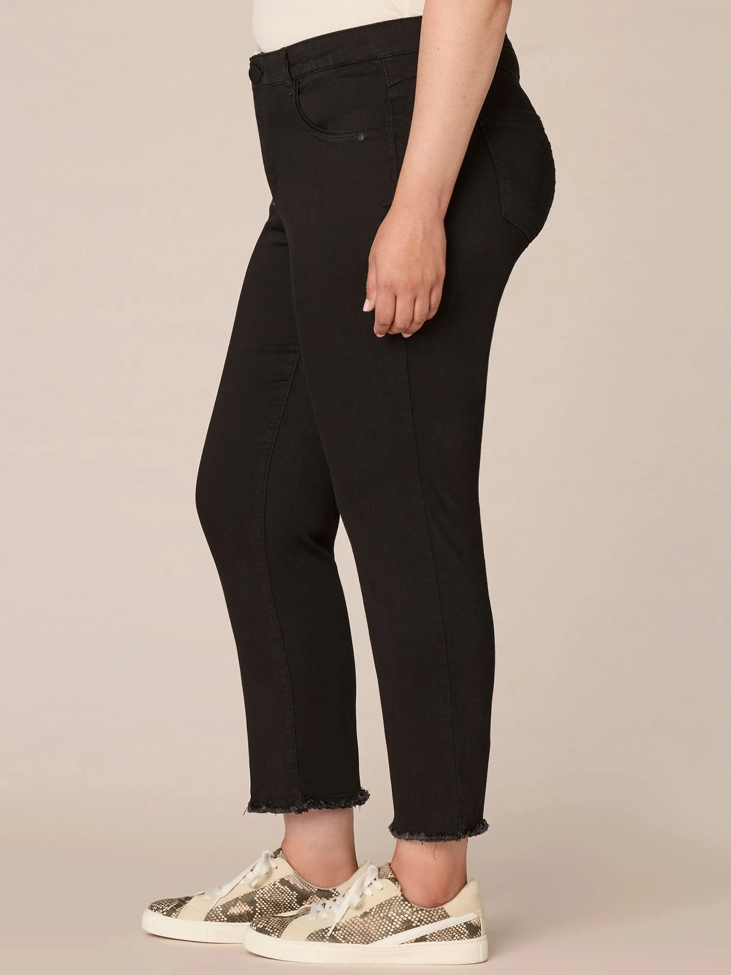"Ab"solution High Rise Cascading "D" Slim Straight Plus Size Jeans