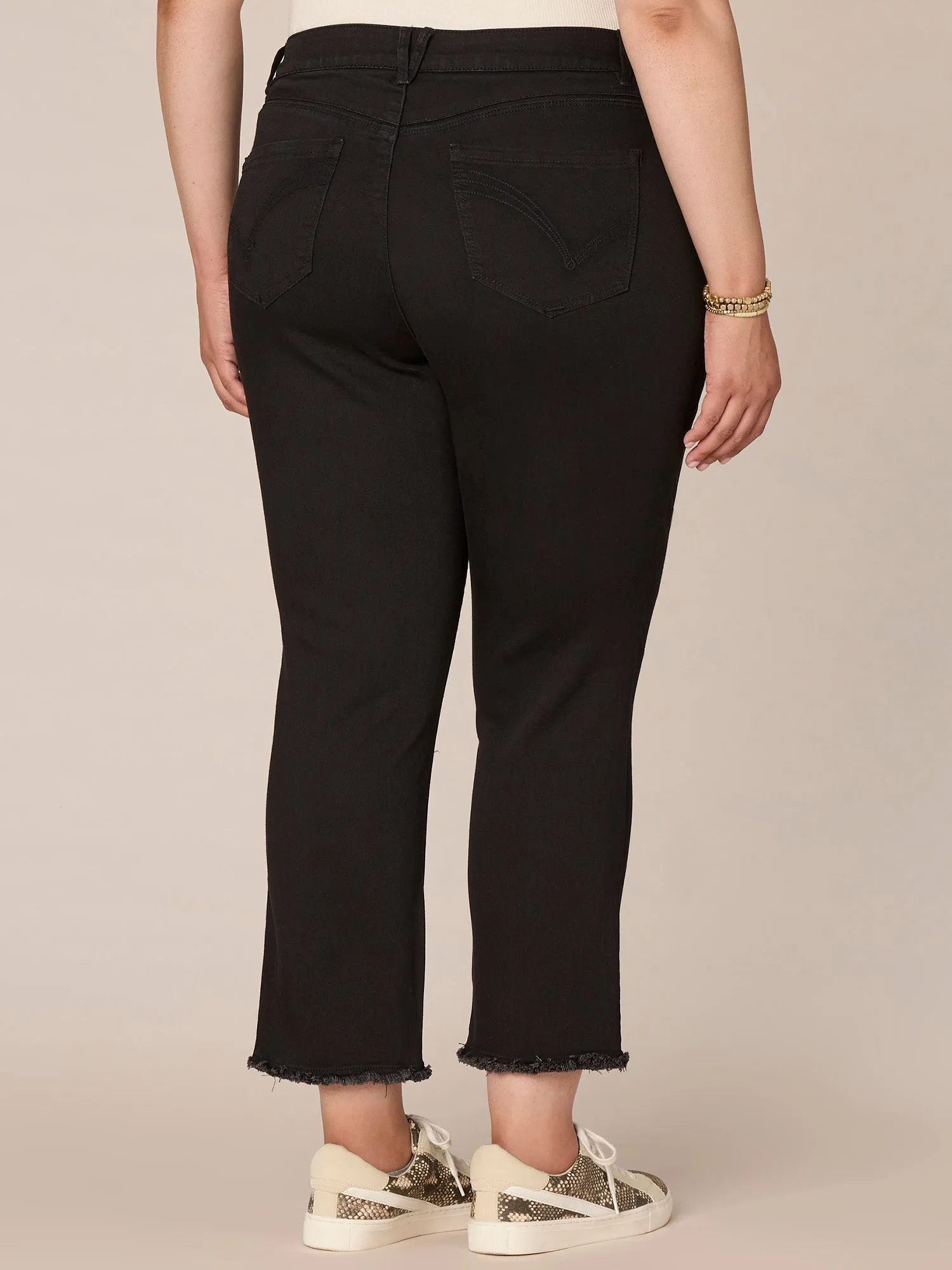 "Ab"solution High Rise Cascading "D" Slim Straight Plus Size Jeans