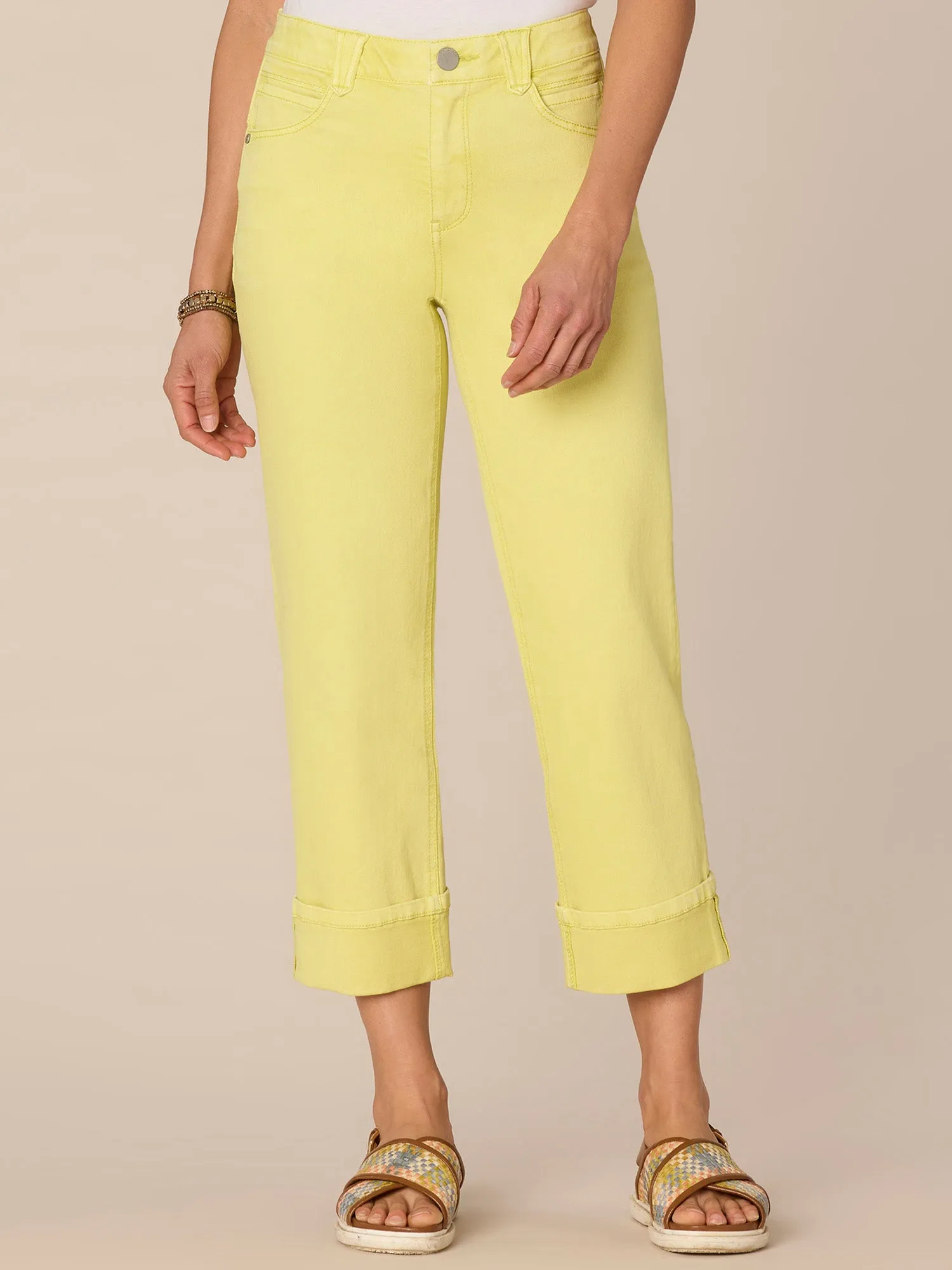 "Ab"solution High Rise Cropped Roll Cuff Round Up Boyfriend Jeans