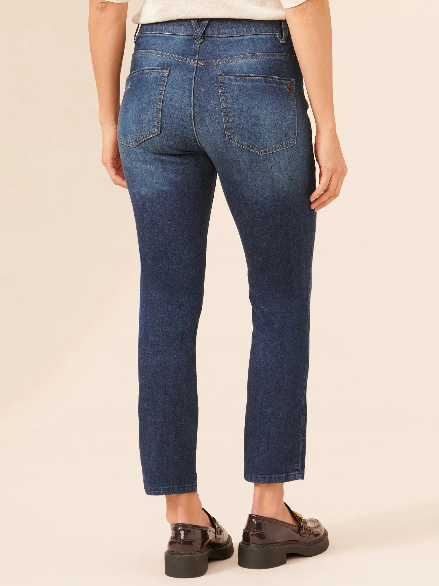 "Ab"solution® High Rise Distressed Blue Denim Skinny Jeans