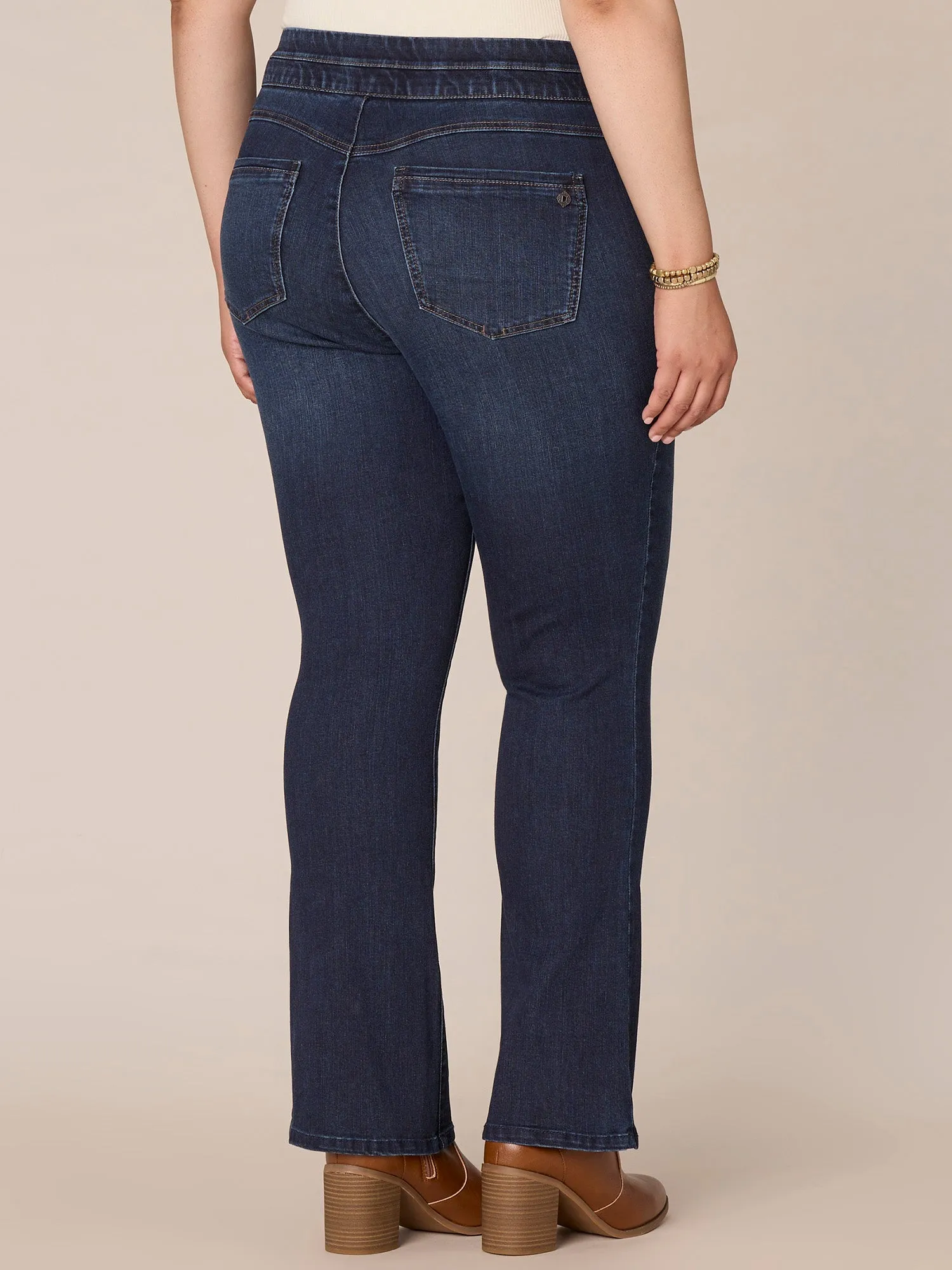 "Ab"solution High Rise Itty Bitty Boot Glider Plus Size Jeans