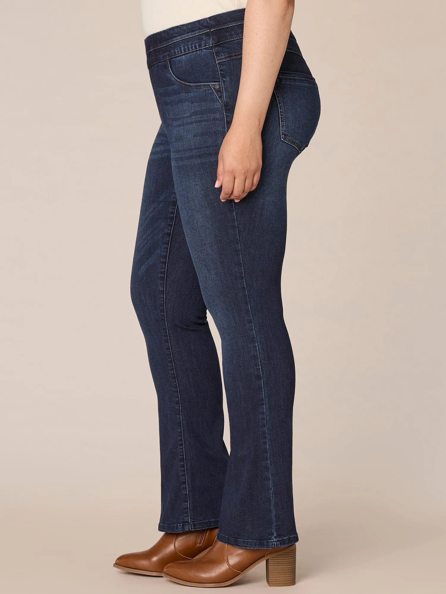 "Ab"solution High Rise Itty Bitty Boot Glider Plus Size Jeans