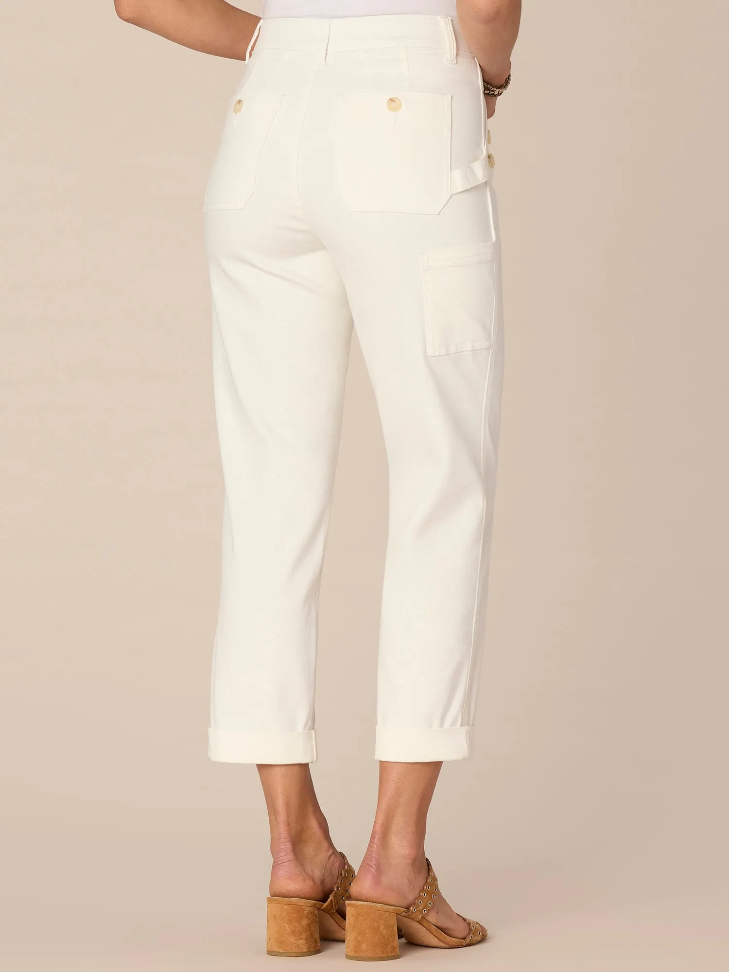 "Ab"solution High Rise Petite Straight Leg Jeans with Sailor Buttons