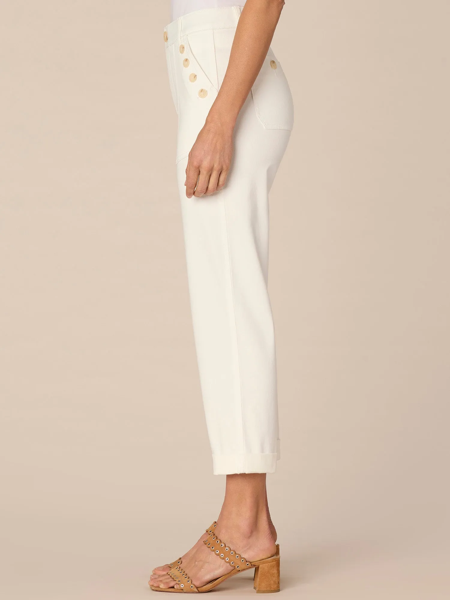 "Ab"solution High Rise Petite Straight Leg Jeans with Sailor Buttons