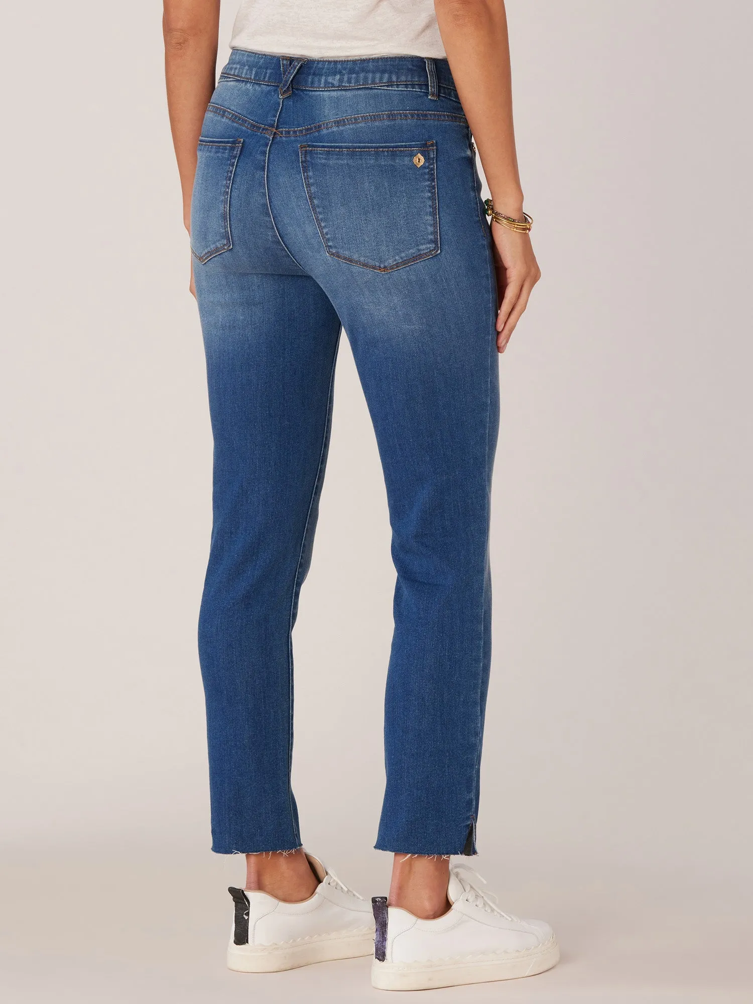 "Ab"solution High Rise Raw Hem Vintage Skinny Jean with Strings