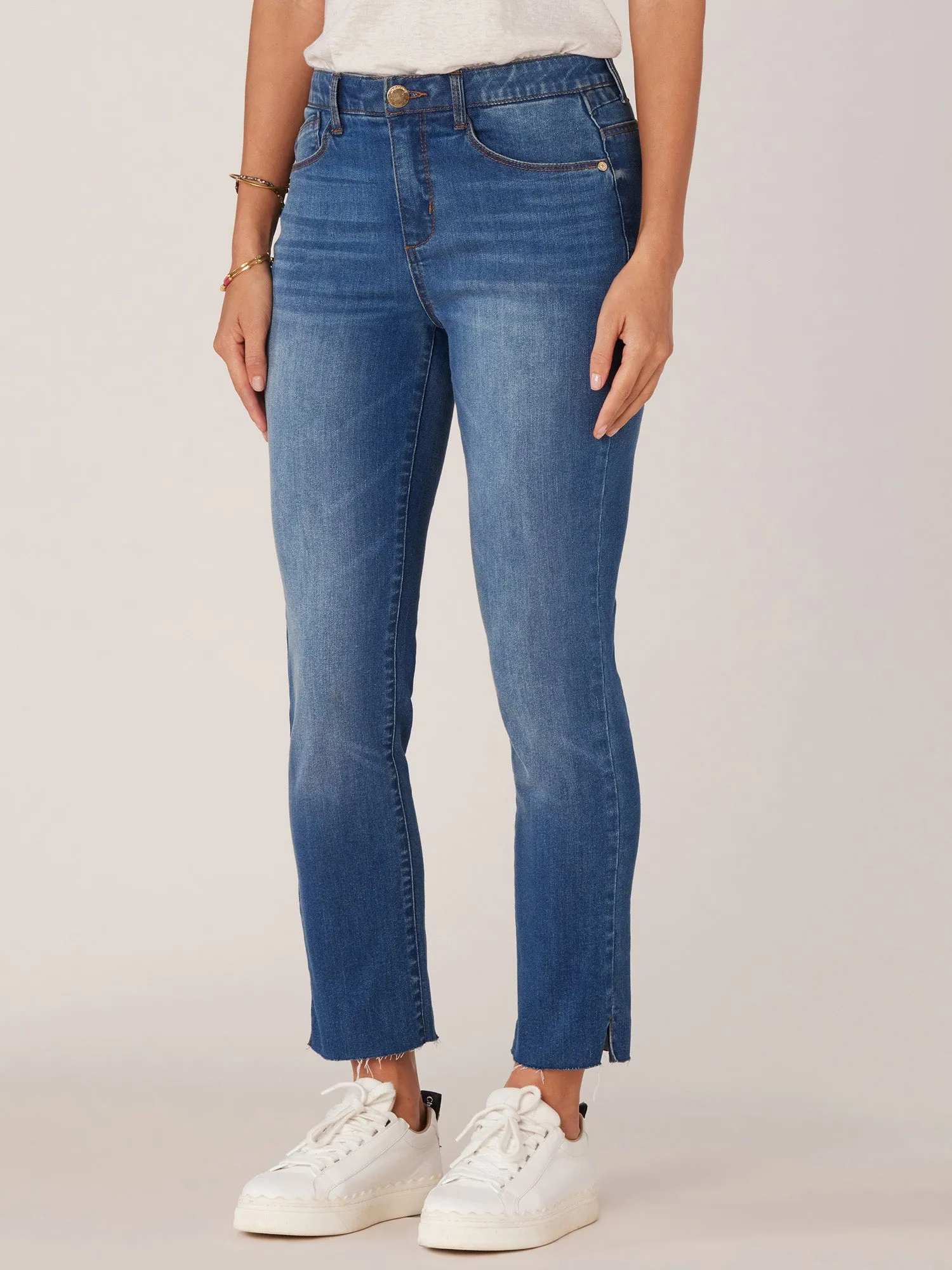 "Ab"solution High Rise Raw Hem Vintage Skinny Jean with Strings