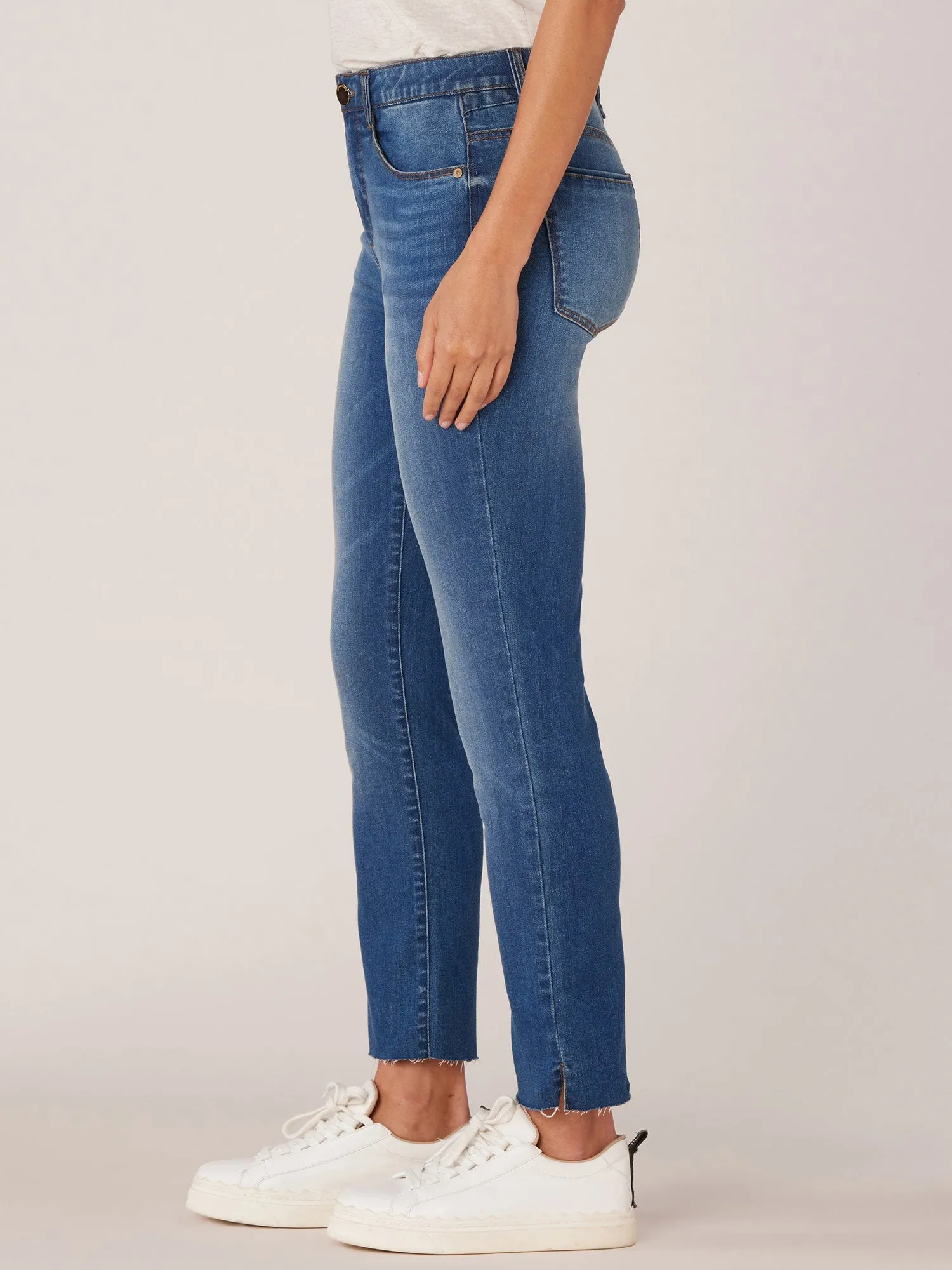 "Ab"solution High Rise Raw Hem Vintage Skinny Jean with Strings