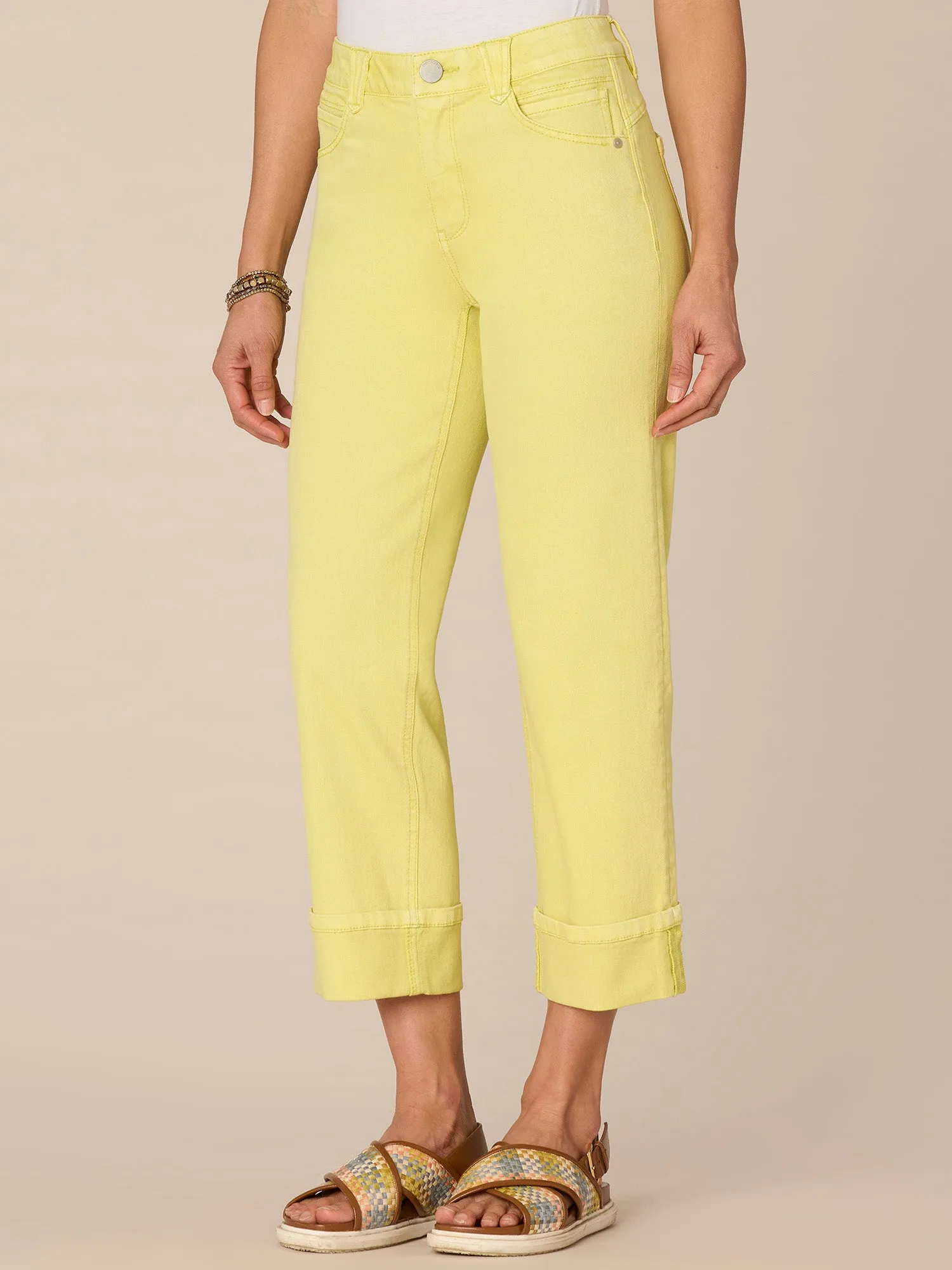 "Ab"solution High Rise Roll Cuff Round Up Petite Boyfriend Jeans