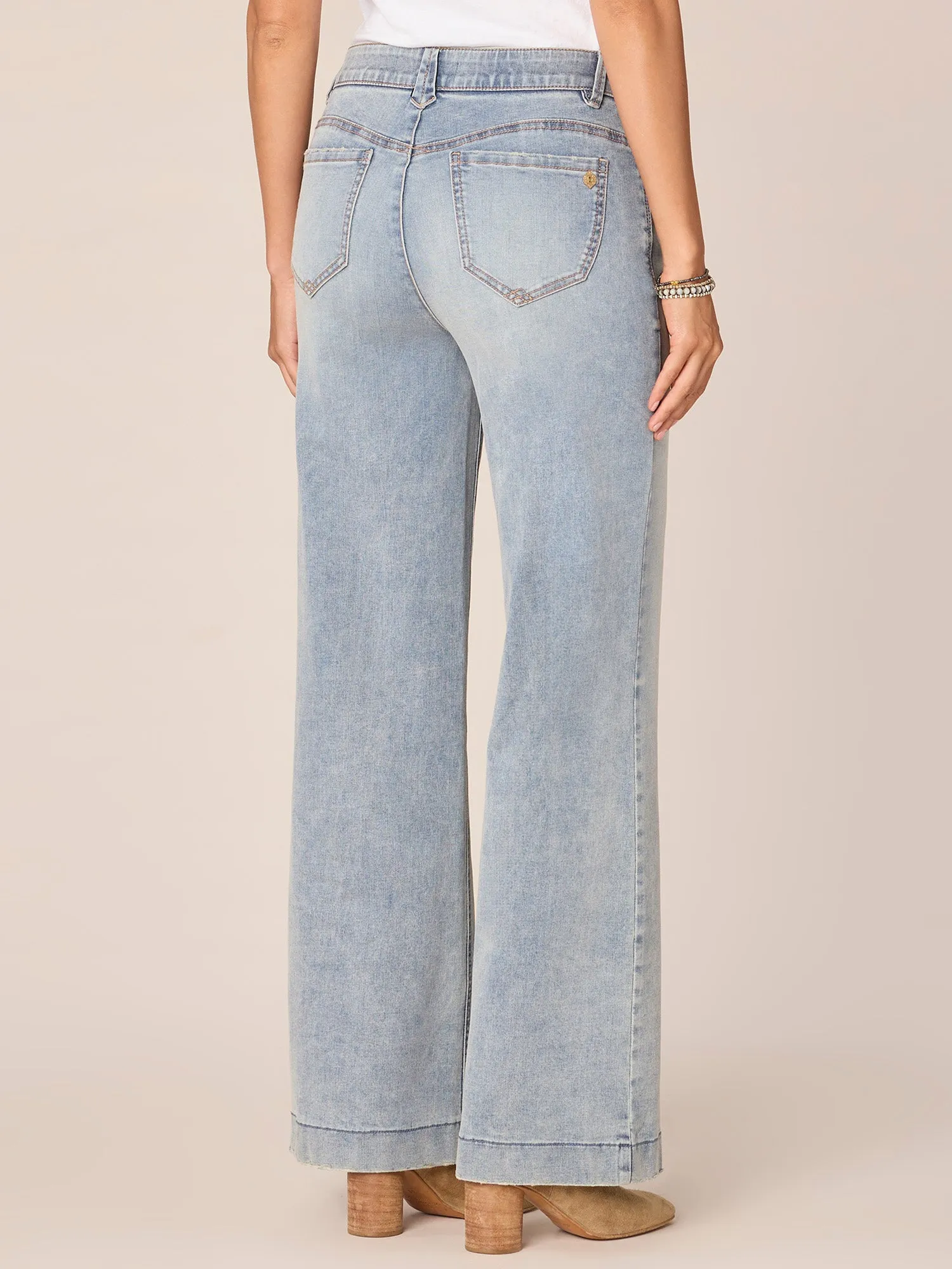 "Ab"solution High Rise Tall Wide Leg Jeans with Fading Detail