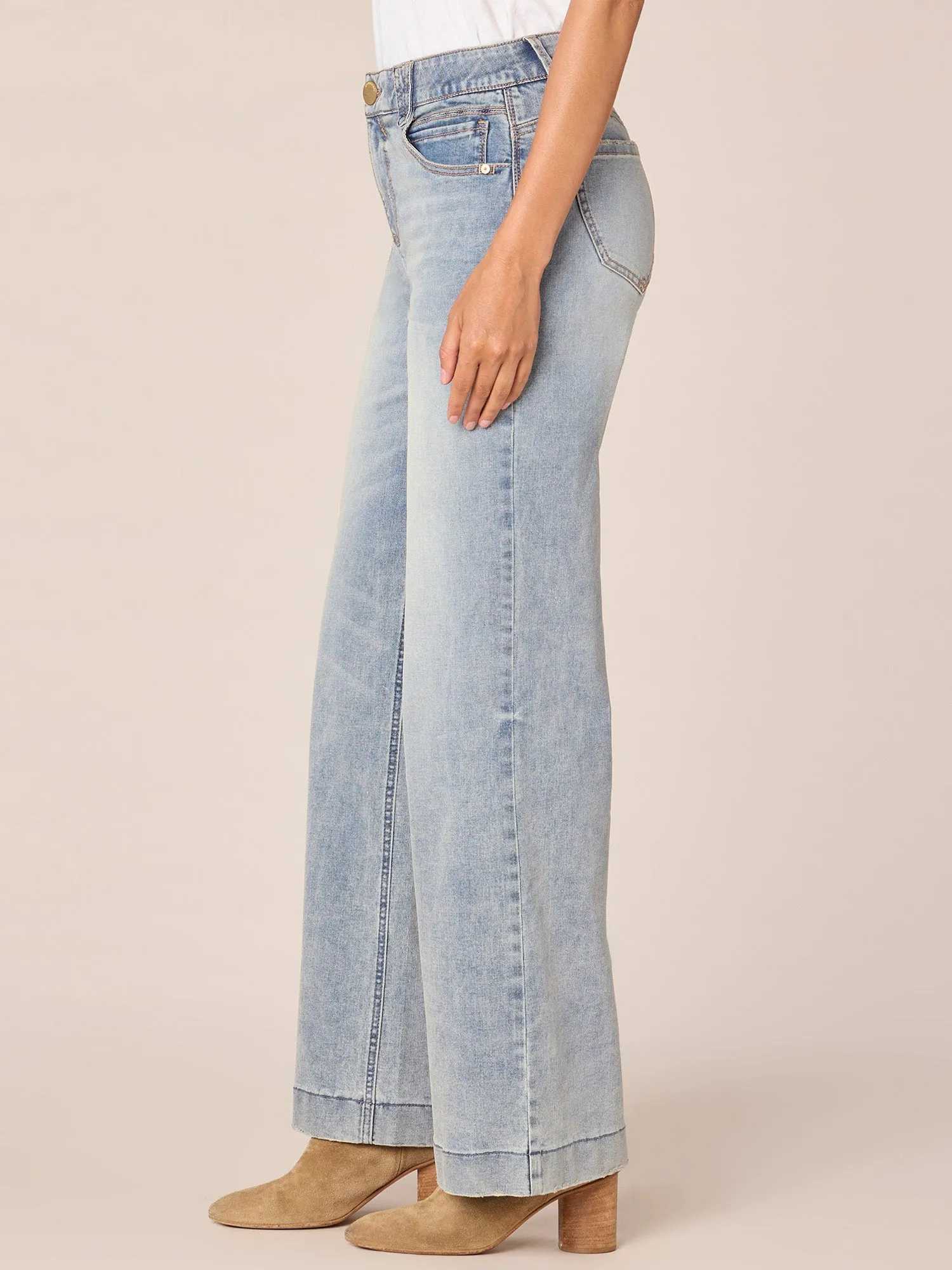 "Ab"solution High Rise Tall Wide Leg Jeans with Fading Detail