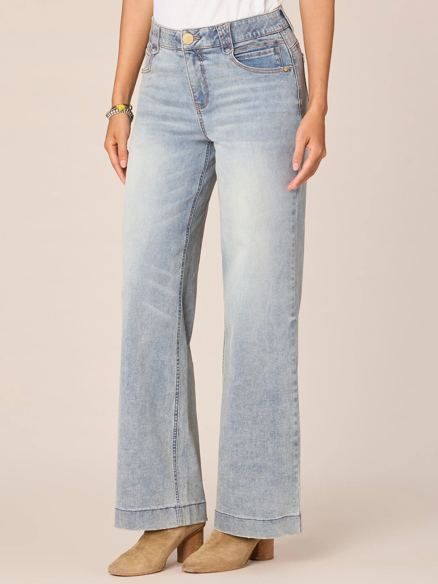 "Ab"solution High Rise Tall Wide Leg Jeans with Fading Detail