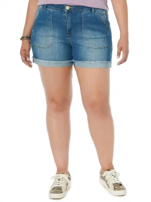 "Ab"solution® High Rise Vintage Blue Denim Plus Shorts