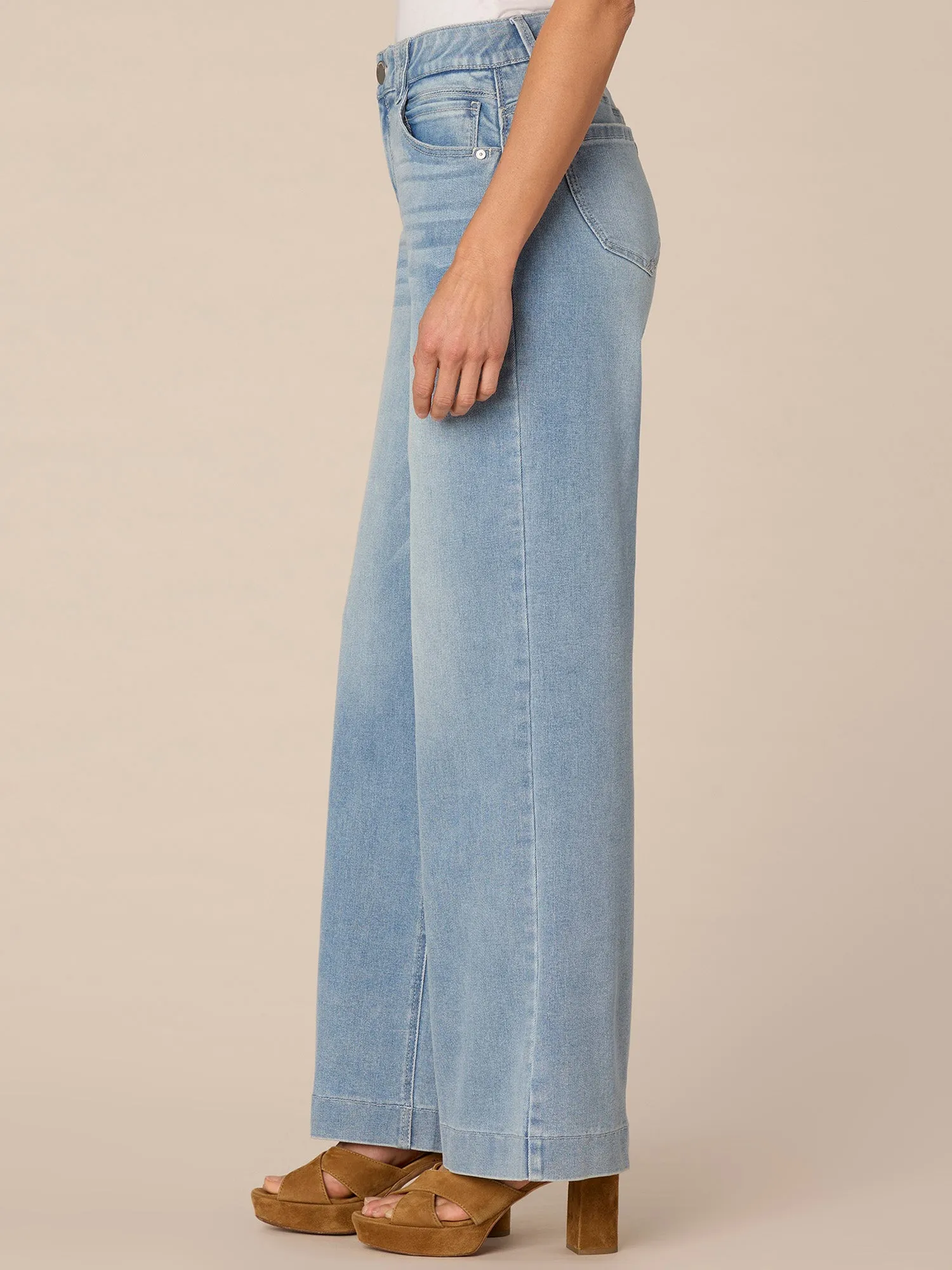 "Ab"solution High Rise Wide Leg Tall Jeans with Fading Detail
