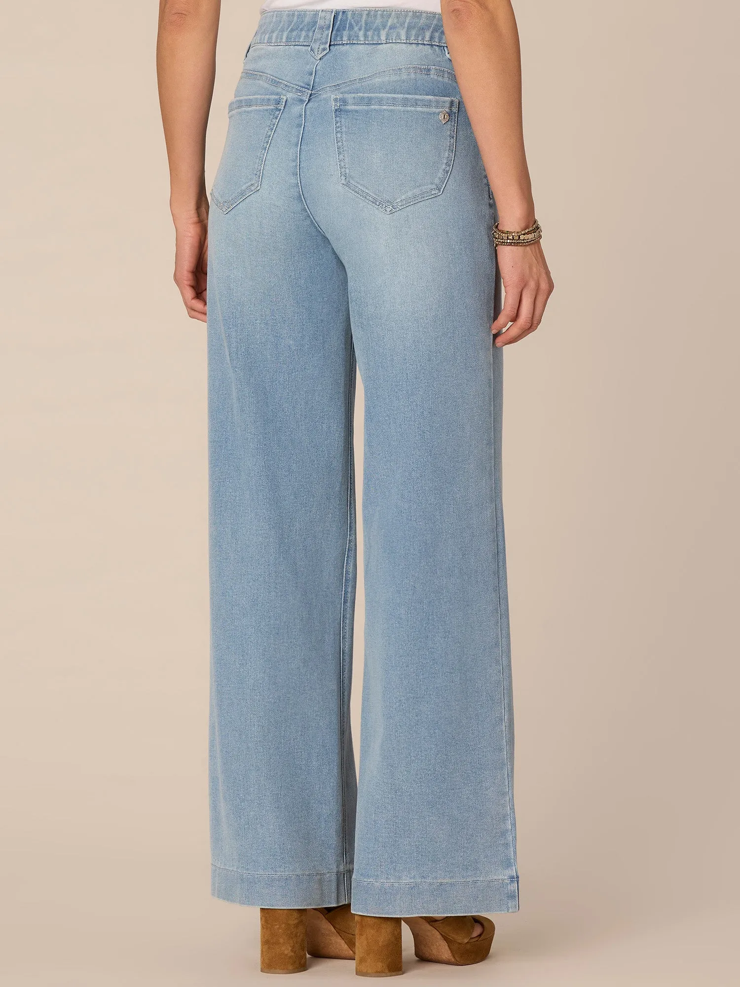 "Ab"solution High Rise Wide Leg Tall Jeans with Fading Detail