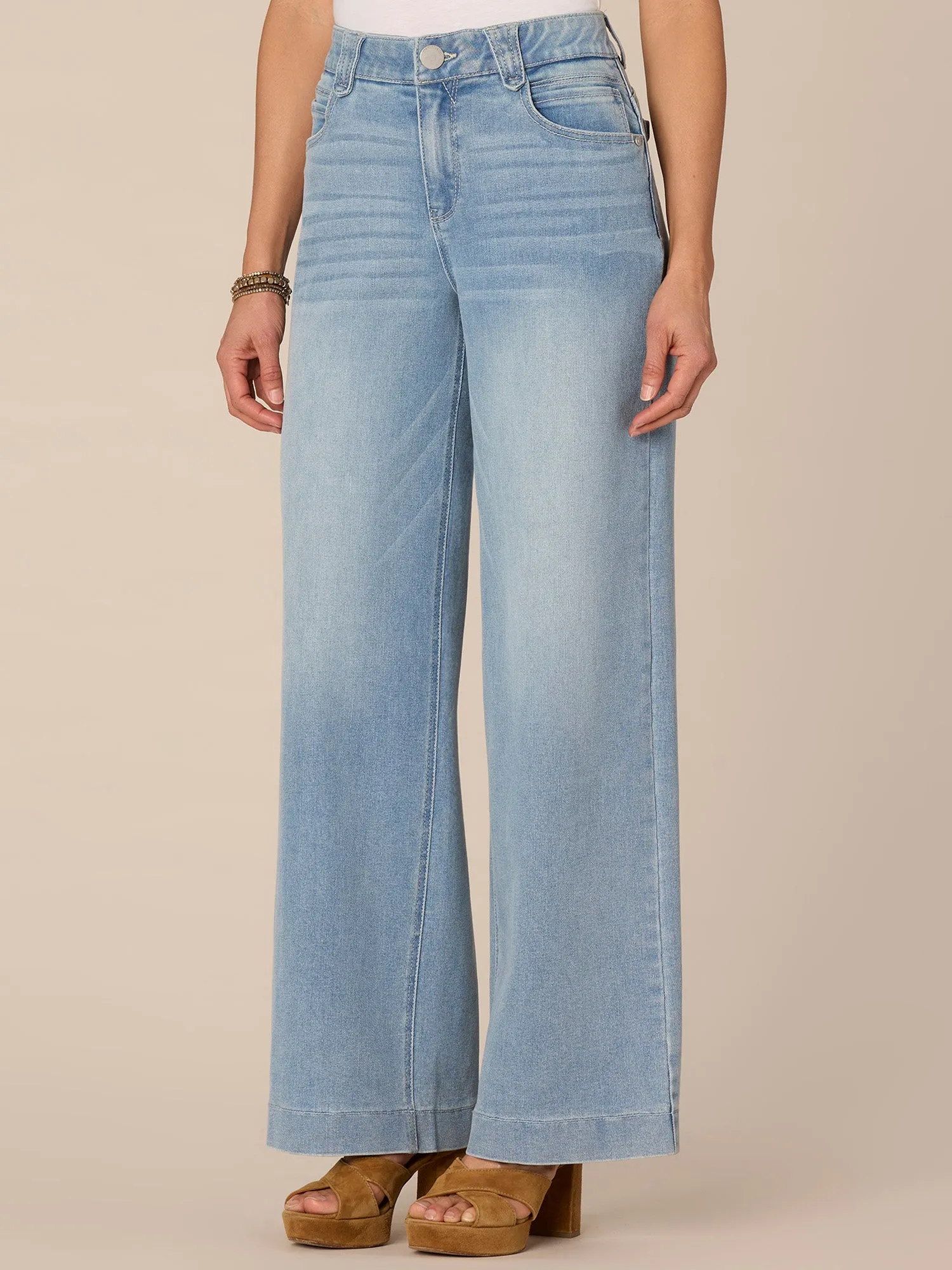 "Ab"solution High Rise Wide Leg Tall Jeans with Fading Detail