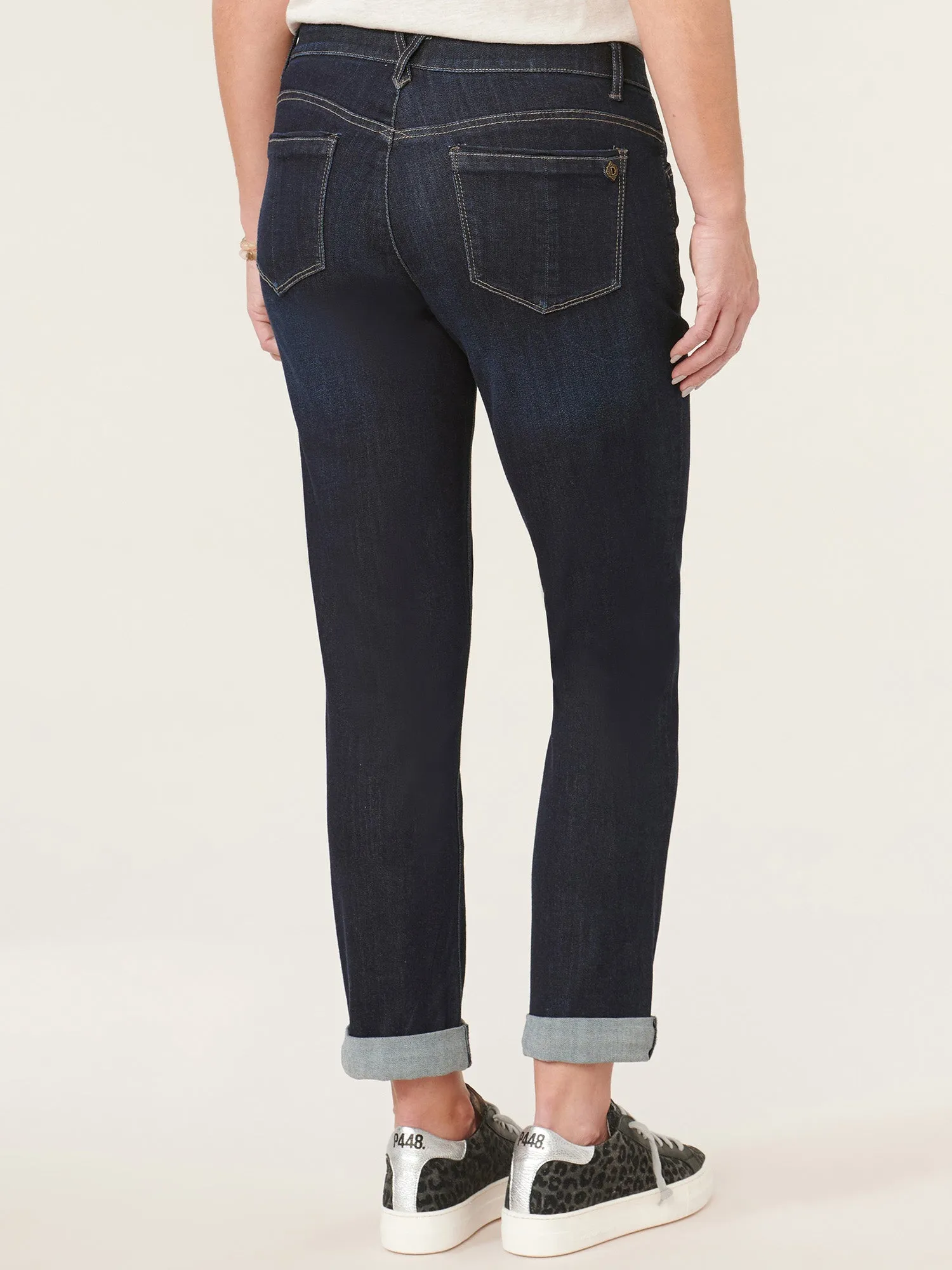 "Ab"solution® Indigo Petite Cuffed Girlfriend Jean