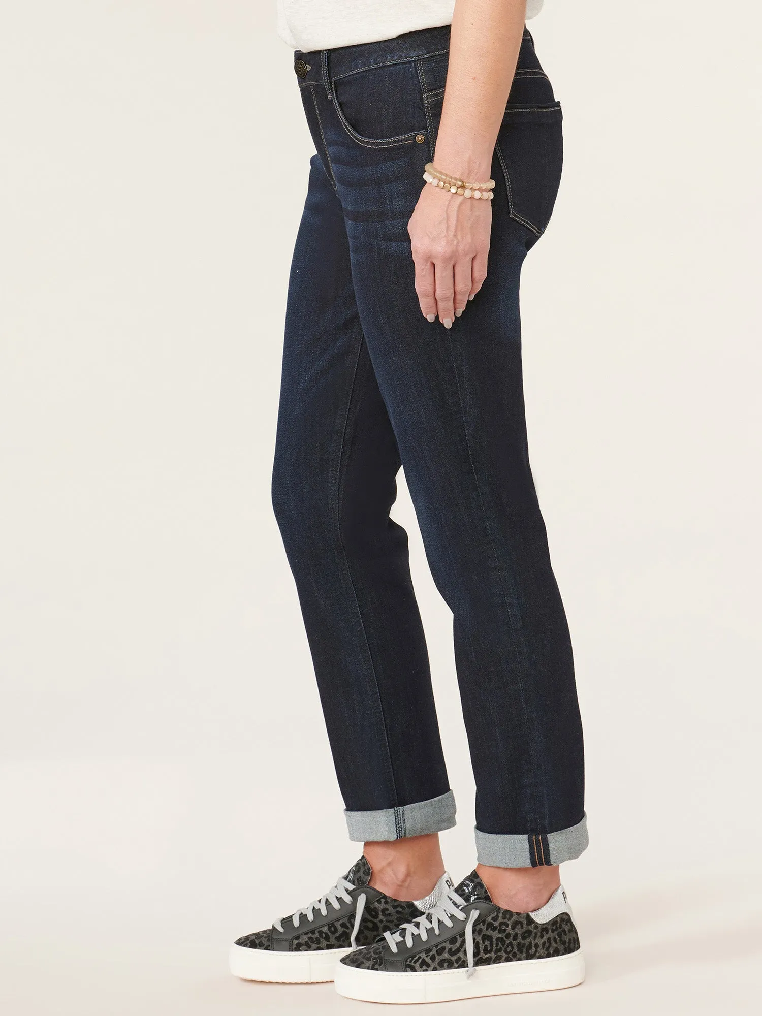 "Ab"solution® Indigo Petite Cuffed Girlfriend Jean
