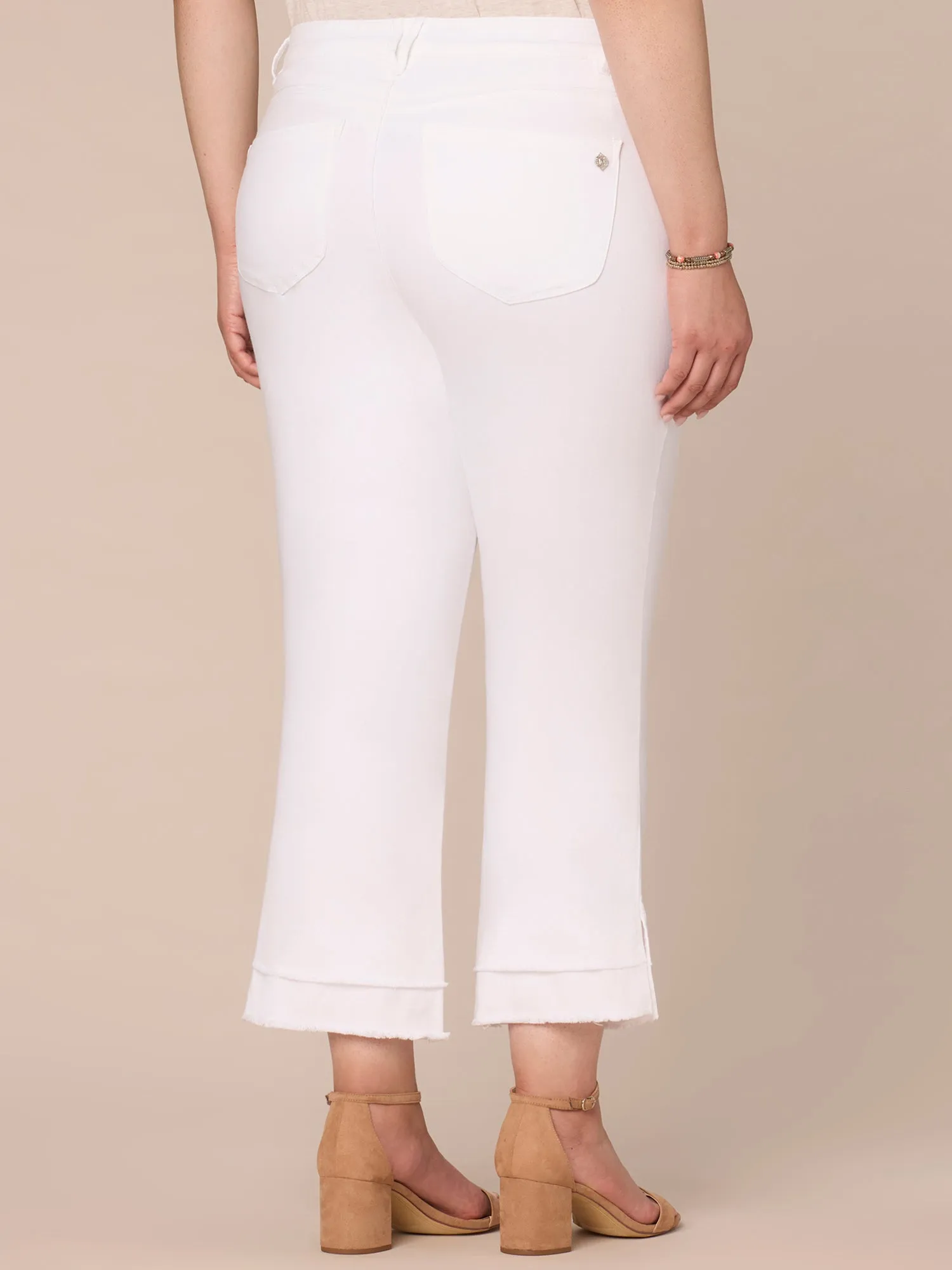 "Ab"solution Mid-Rise Flare Plus Size Jeans with Double Layer Fray Hem