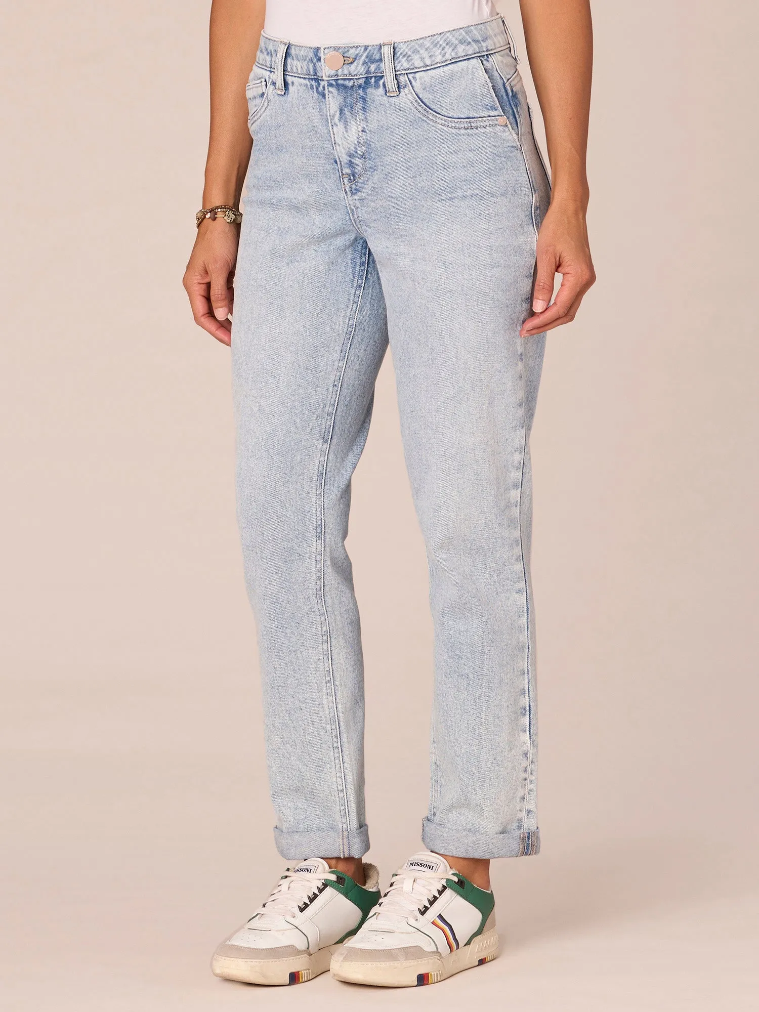 "Ab"solution Mid-Rise Side Entry Pocket Girlfriend Jeans