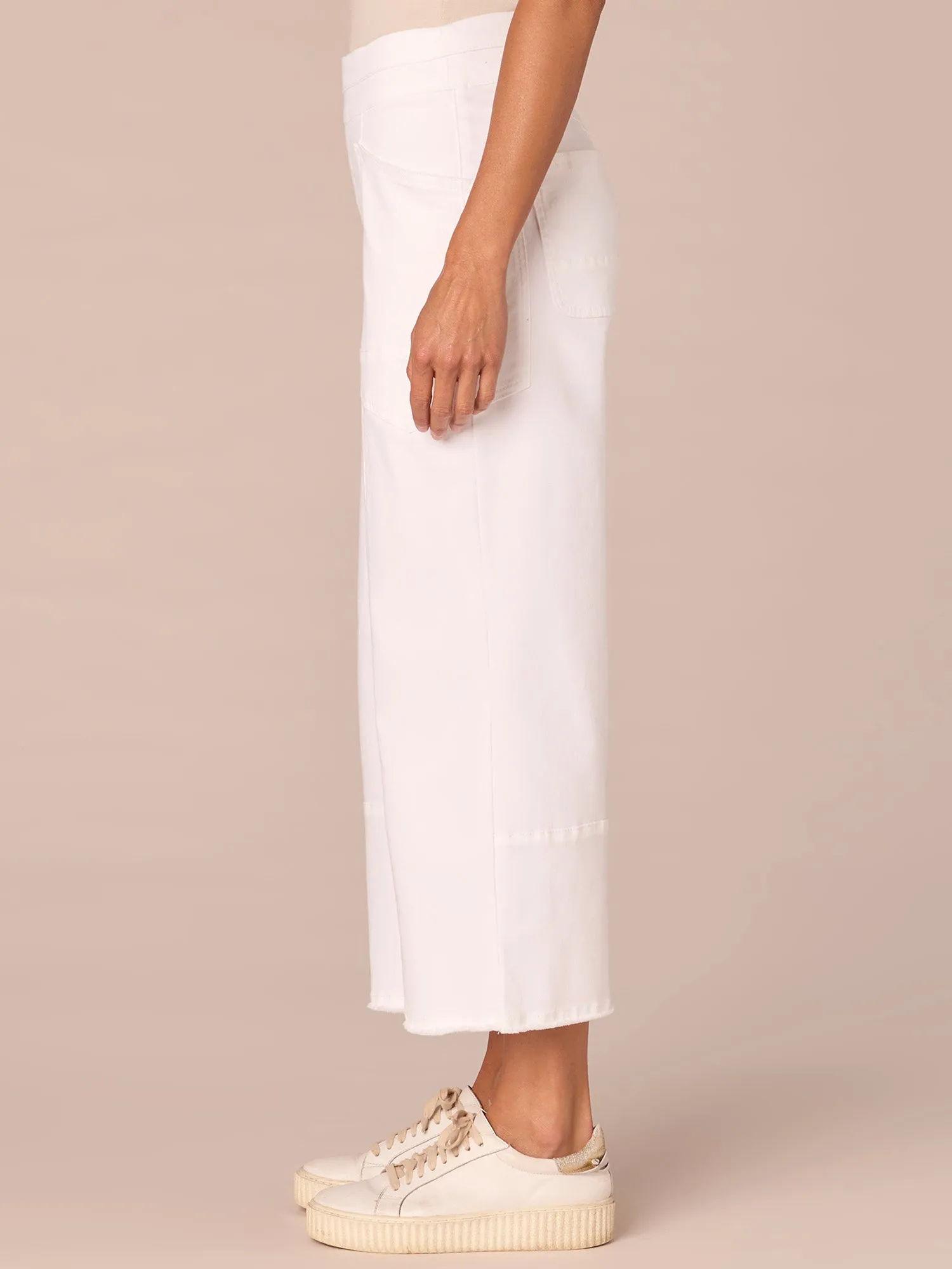 "Ab"solution Skyrise Cropped Glider Wide Leg Jeans with Fray Hem