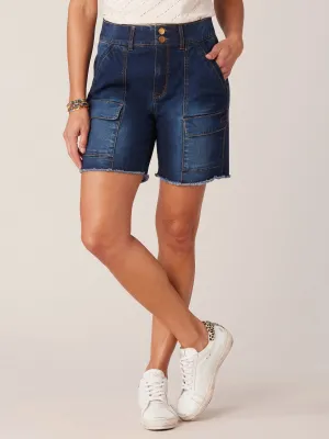 "Ab"solution Skyrise Double Button Flap Patch Pocket 7" Cargo Short