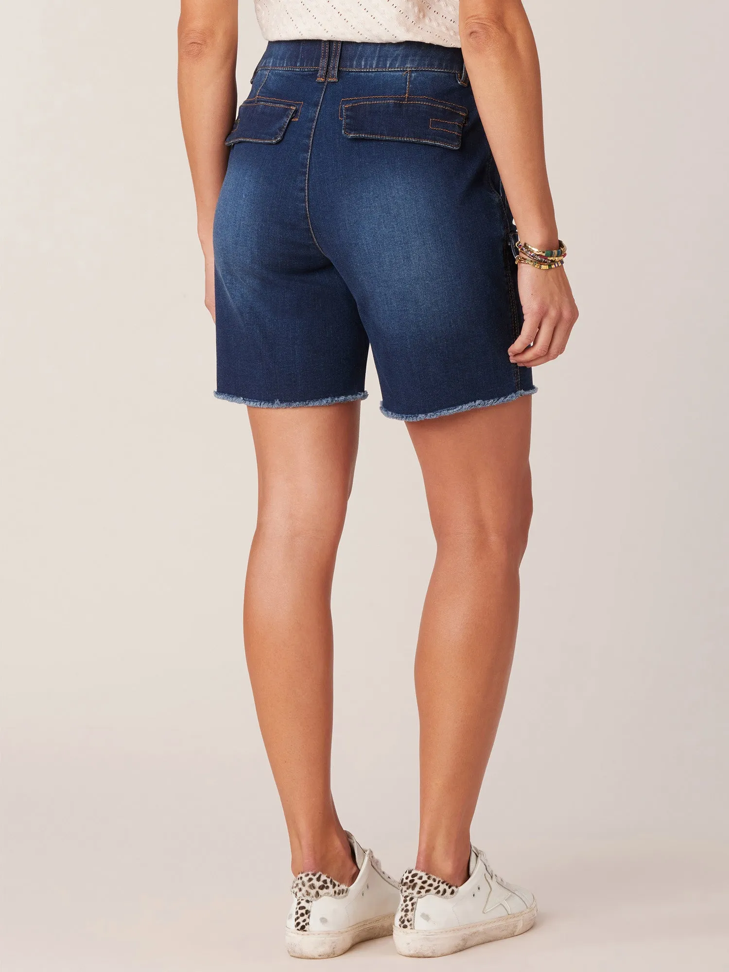 "Ab"solution Skyrise Double Button Flap Patch Pocket 7" Cargo Short