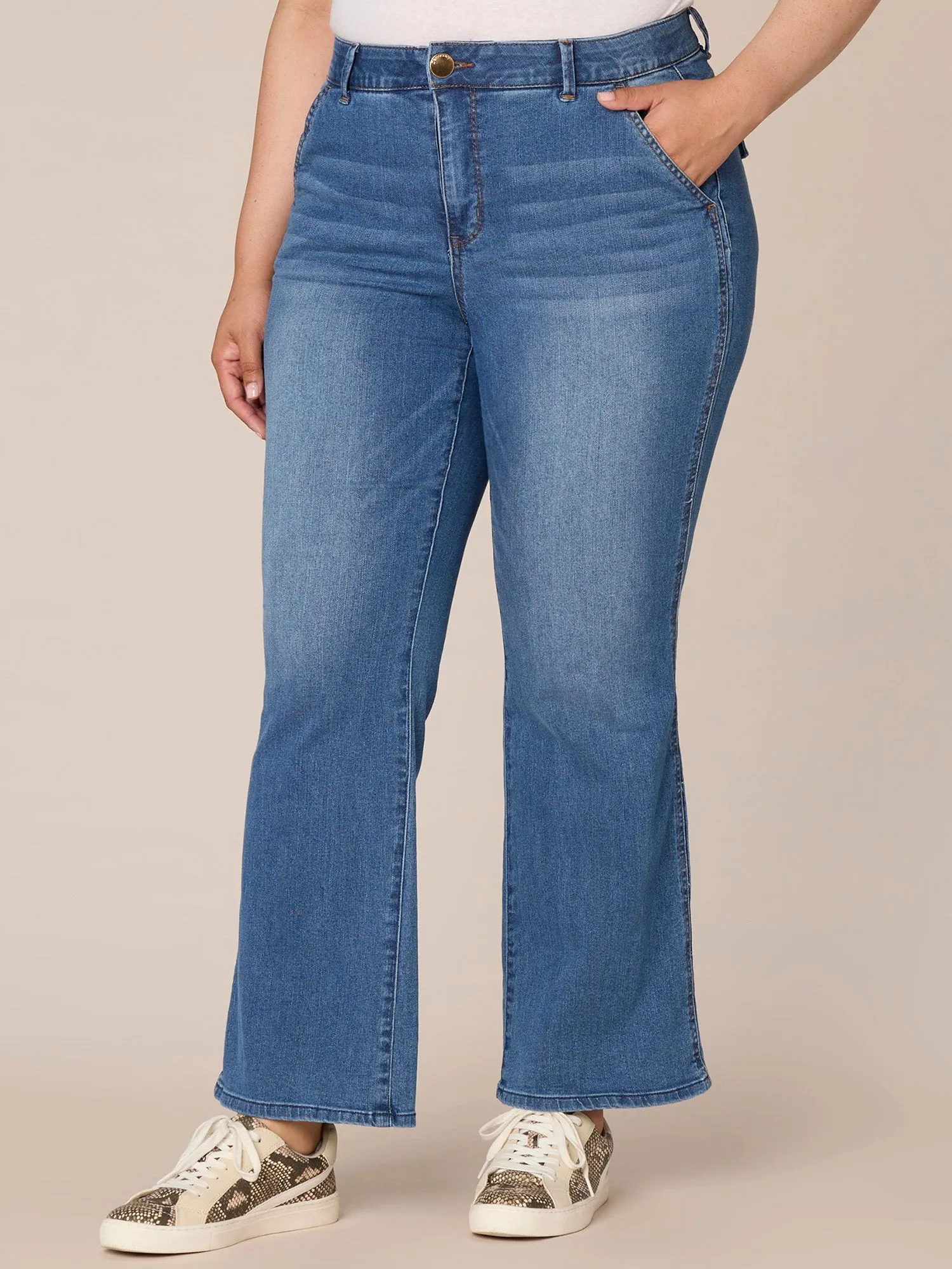 "Ab"solution Skyrise Double Side Seam Bootcut Plus Size Jeans
