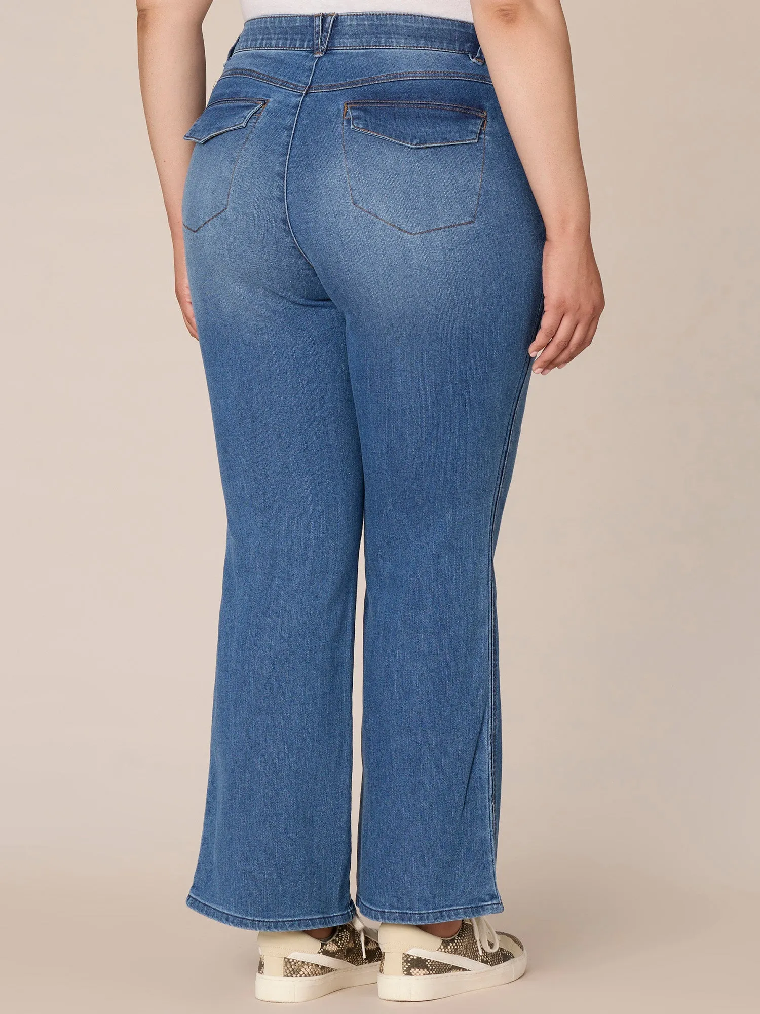 "Ab"solution Skyrise Double Side Seam Bootcut Plus Size Jeans