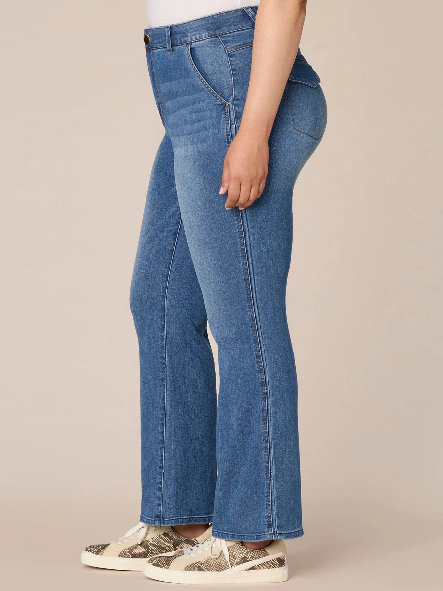 "Ab"solution Skyrise Double Side Seam Bootcut Plus Size Jeans