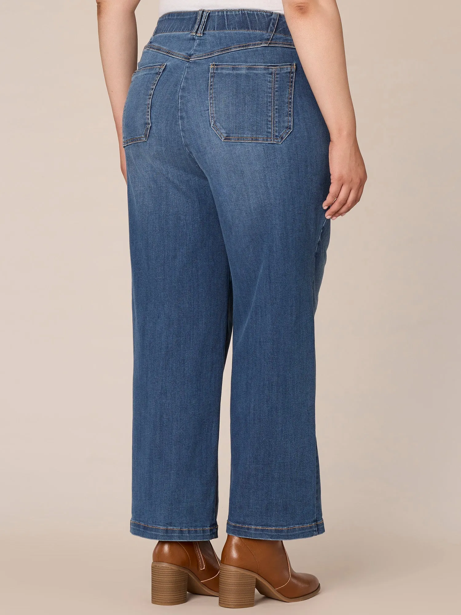 "Ab"solution Skyrise Plus Size Wide Leg Jeans with Trouser Pockets