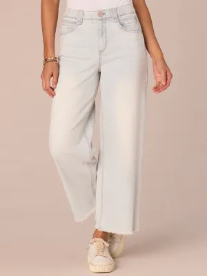"Ab"solution Skyrise Round Up Boyfriend Wide Leg Jeans with Fray Hem