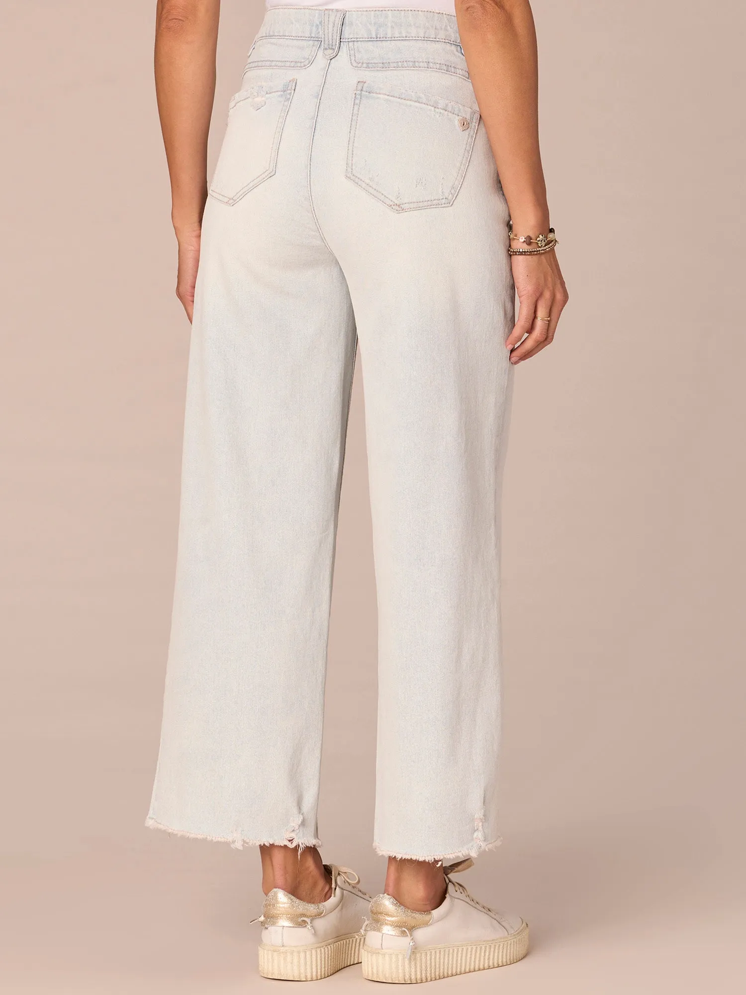 "Ab"solution Skyrise Round Up Boyfriend Wide Leg Jeans with Fray Hem