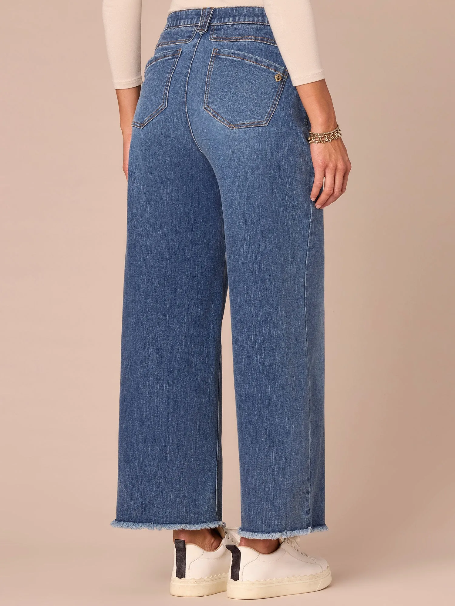 "Ab"solution Skyrise Round Up Fray Hem Wide Leg Boyfriend Jeans