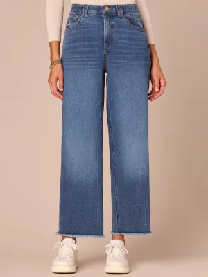 "Ab"solution Skyrise Round Up Fray Hem Wide Leg Boyfriend Jeans