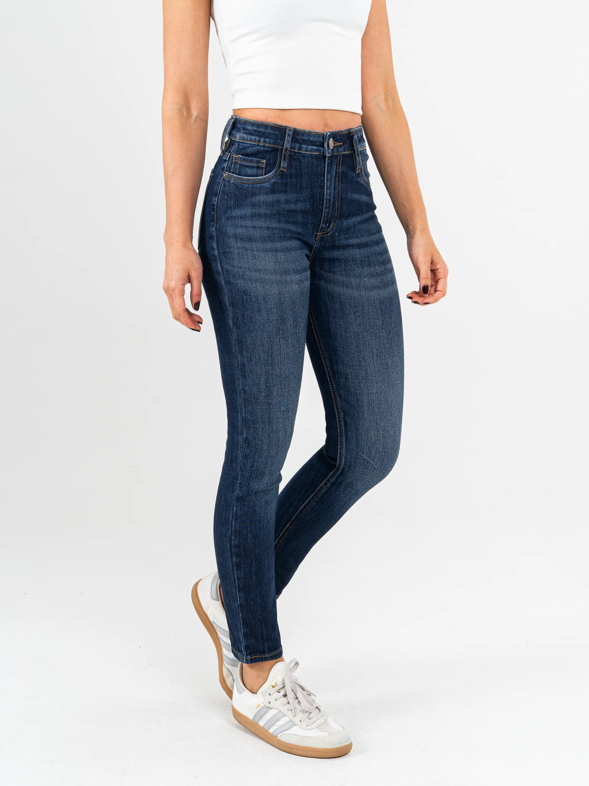 Ref: 065477 Jean Skinny stretch, tiro alto, tono azul oscuro