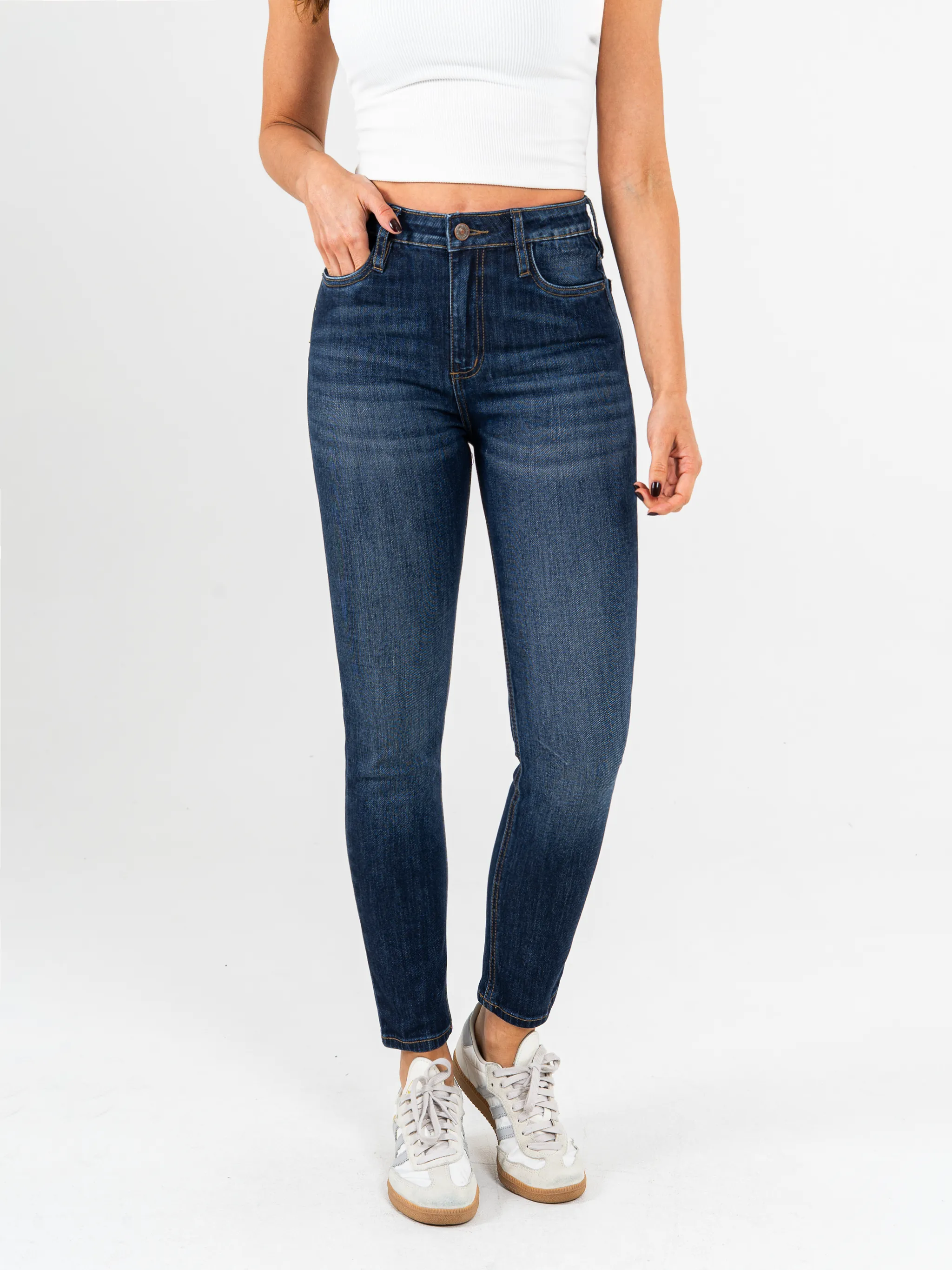 Ref: 065477 Jean Skinny stretch, tiro alto, tono azul oscuro