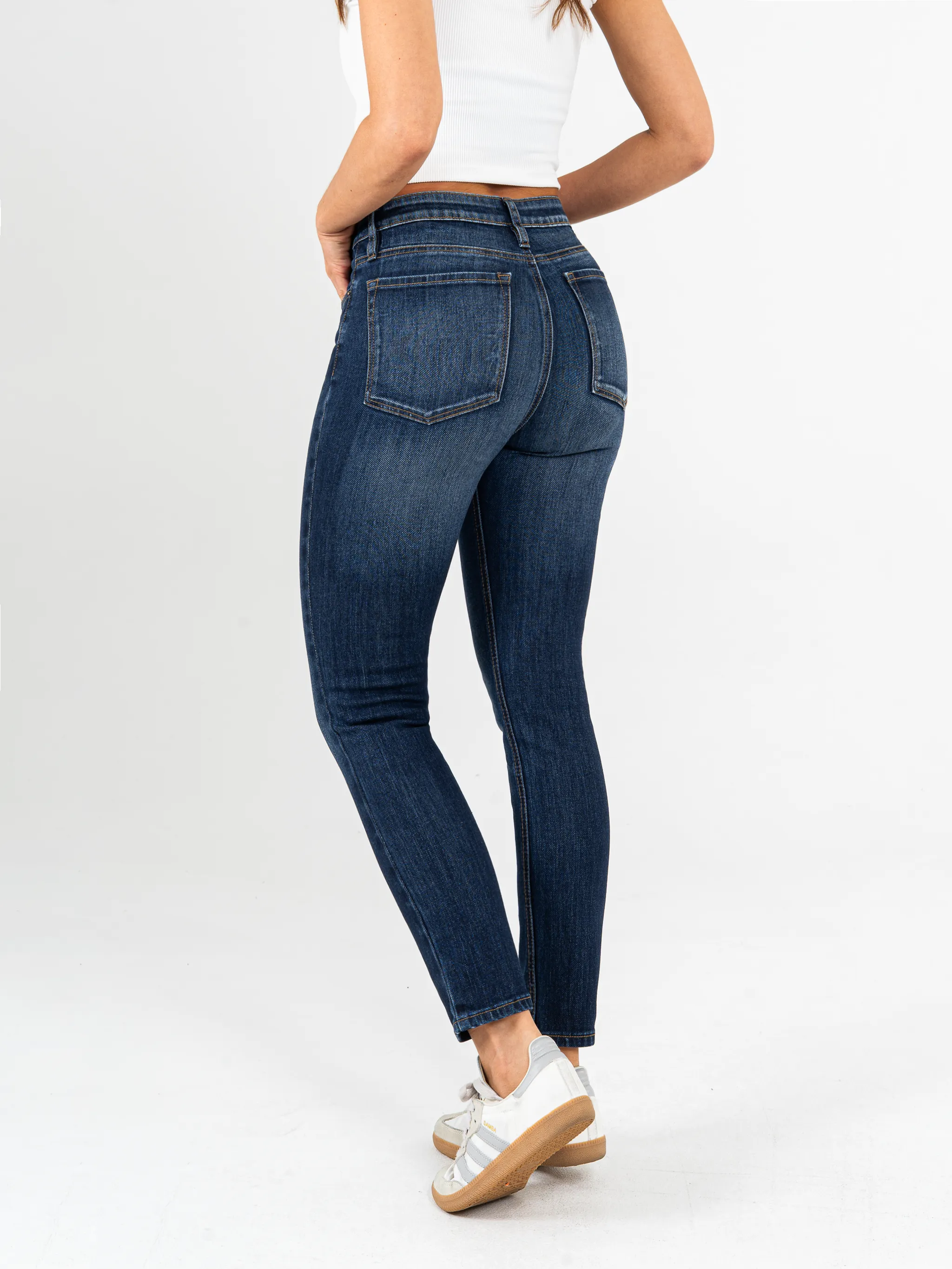 Ref: 065477 Jean Skinny stretch, tiro alto, tono azul oscuro