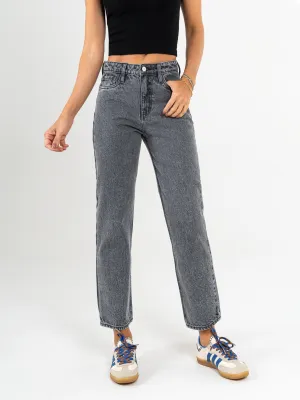 Ref: 065525 Jean Mom fit, rígido, tiro alto, tono gris medio