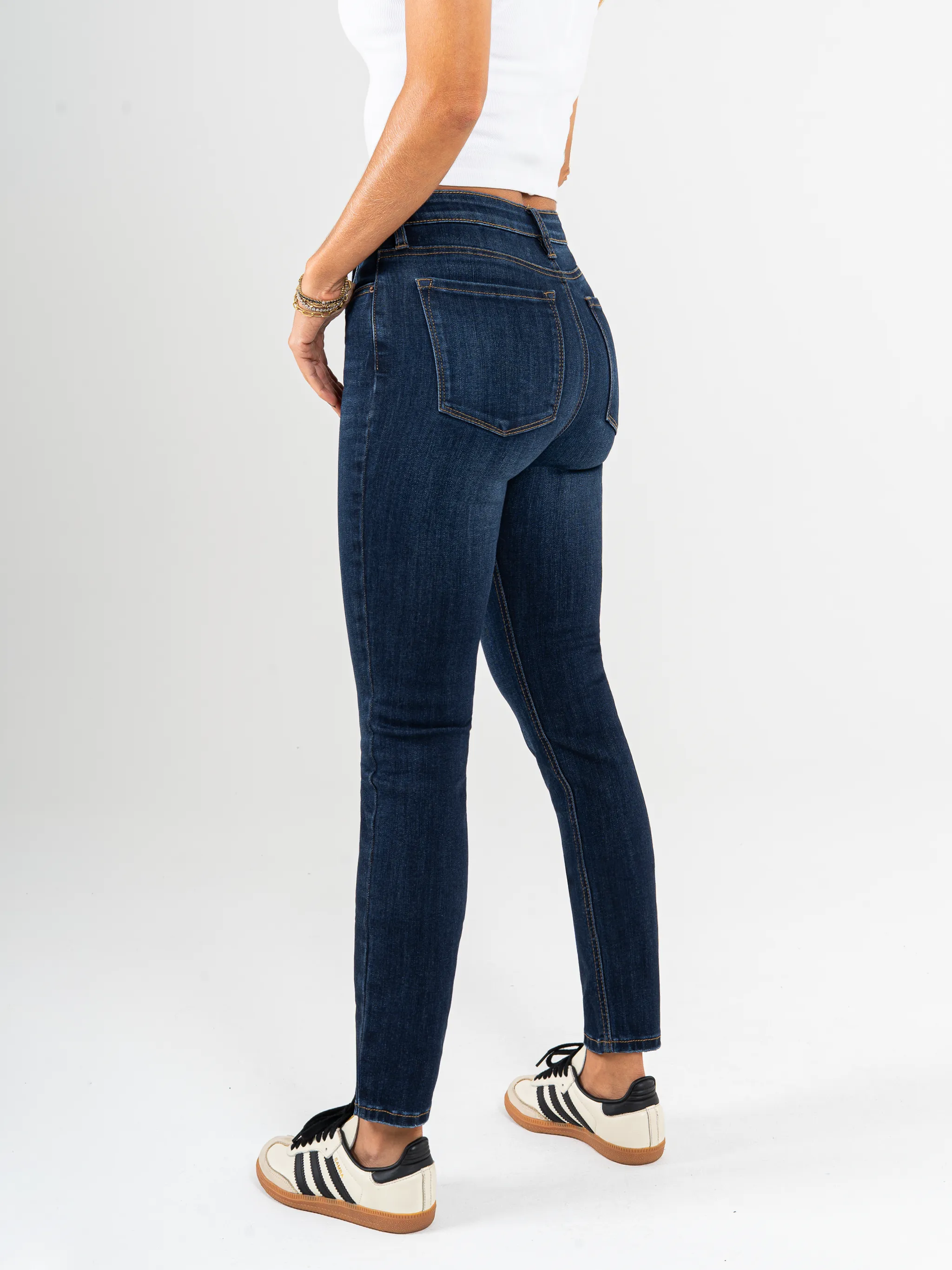 Ref: 065672 Jean Skinny stretch, tiro alto, tono azul medio oscuro