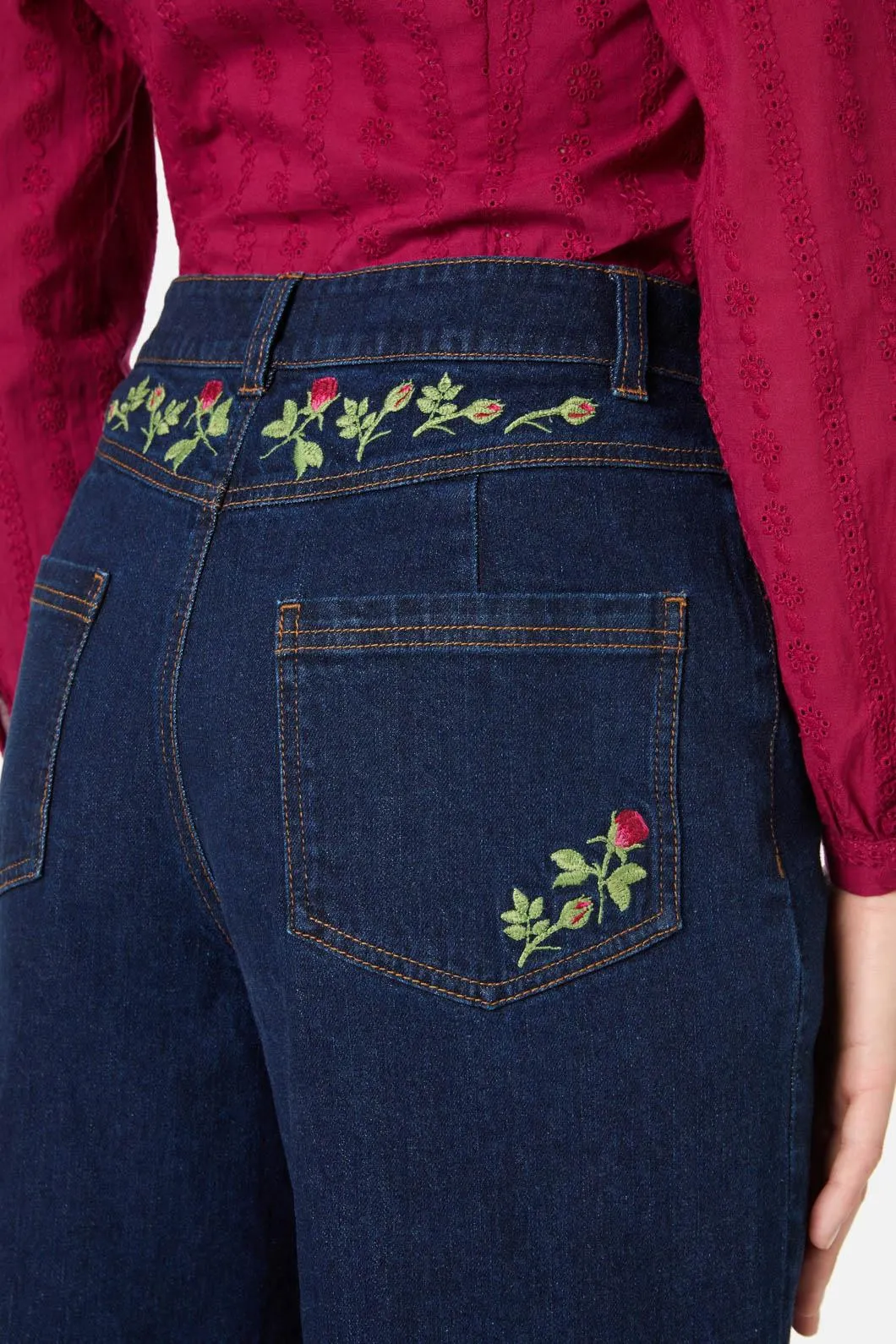 Rose Bud Embroidered Jean