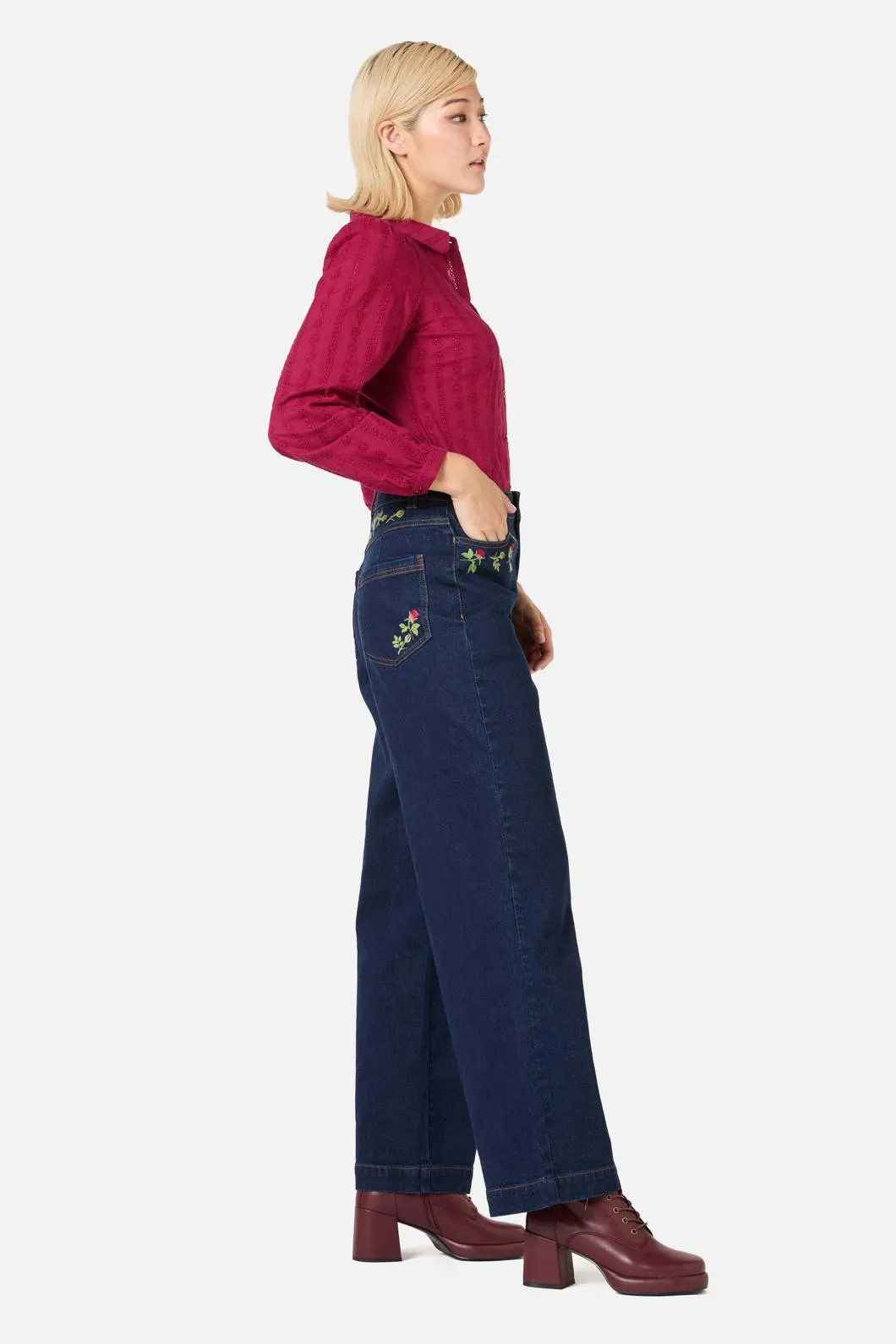 Rose Bud Embroidered Jean
