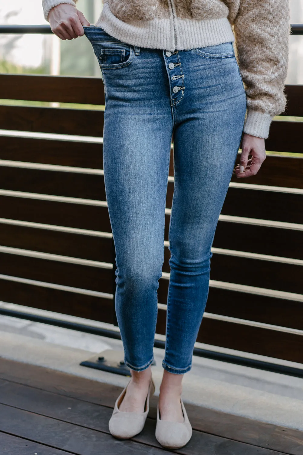 Rose Classic Button Fly Skinny Jeans
