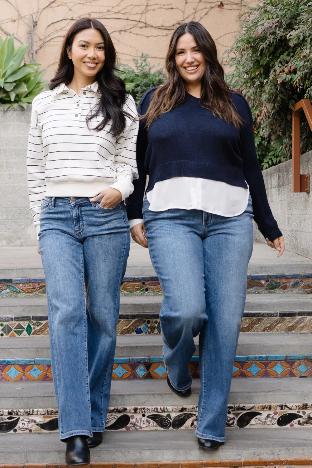 Samantha Mid Rise V-Front Straight Jeans - PLUS