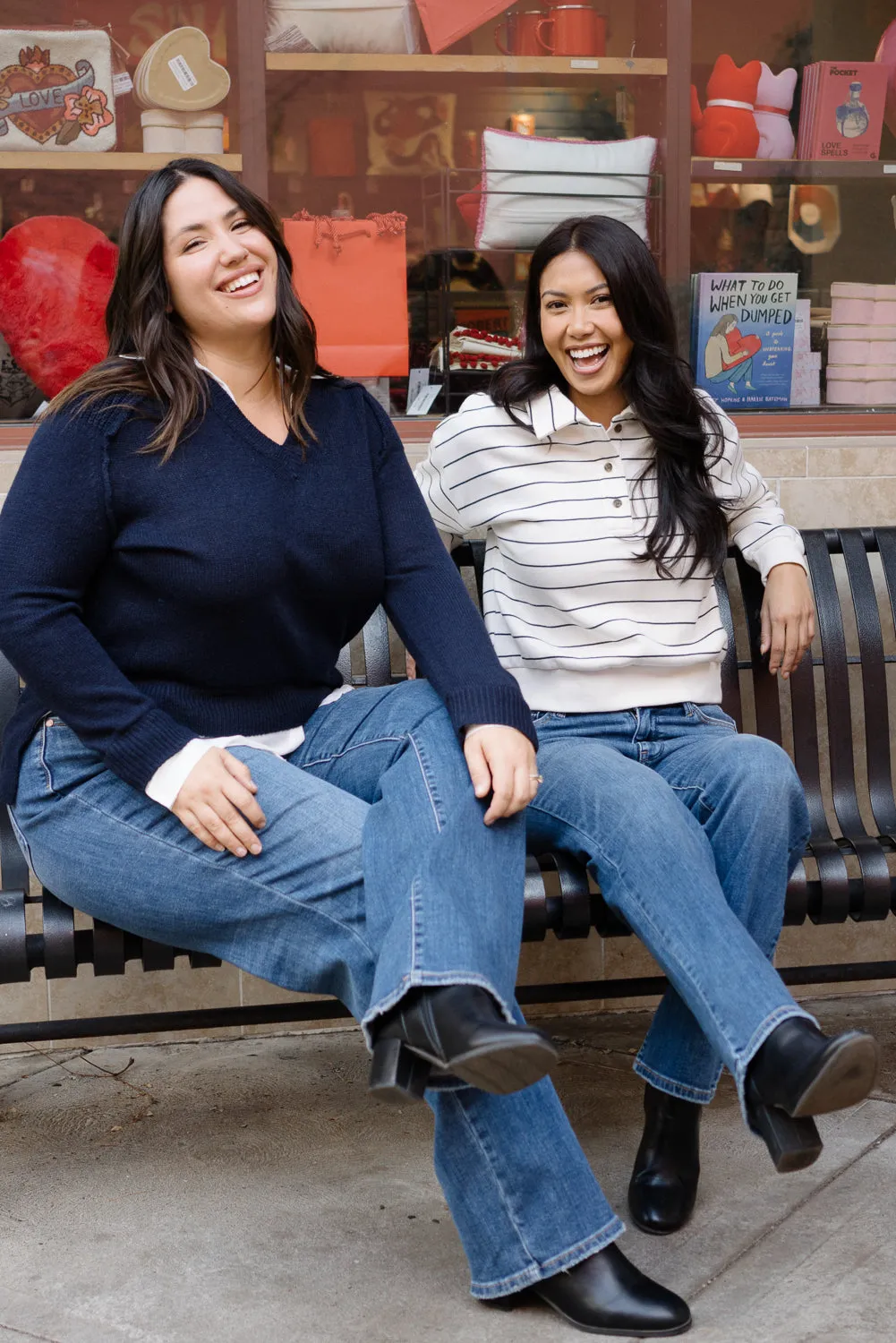 Samantha Mid Rise V-Front Straight Jeans