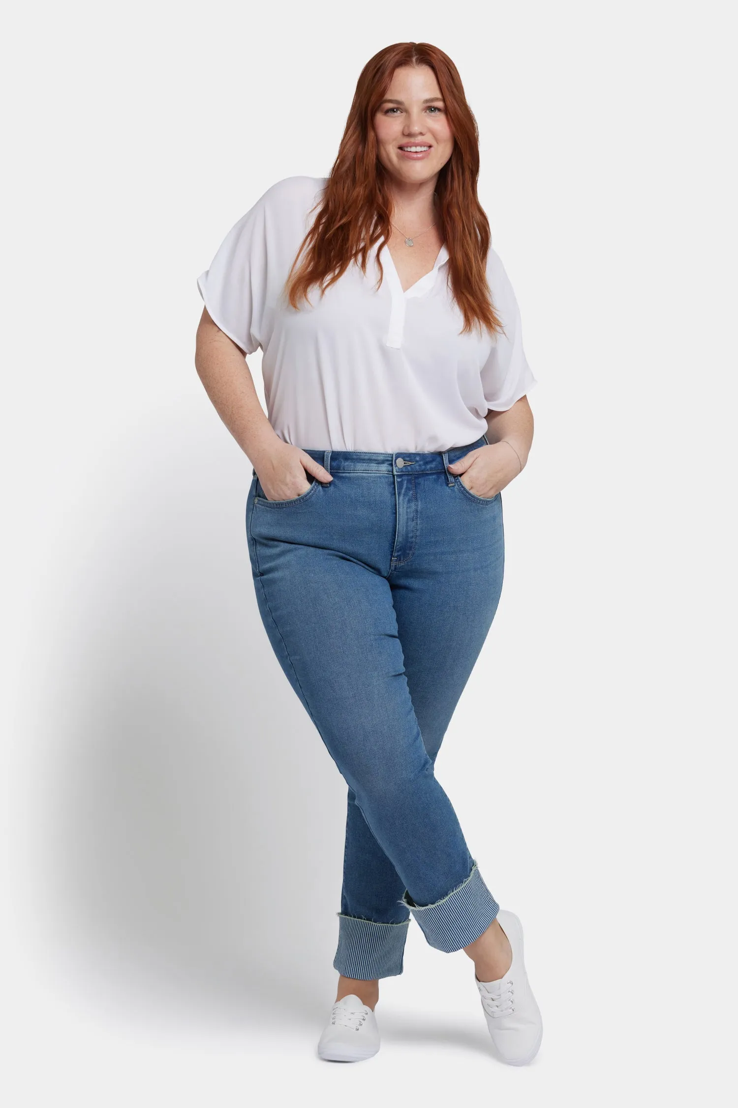Sheri Slim Ankle Jeans In Plus Size - Costa Brava